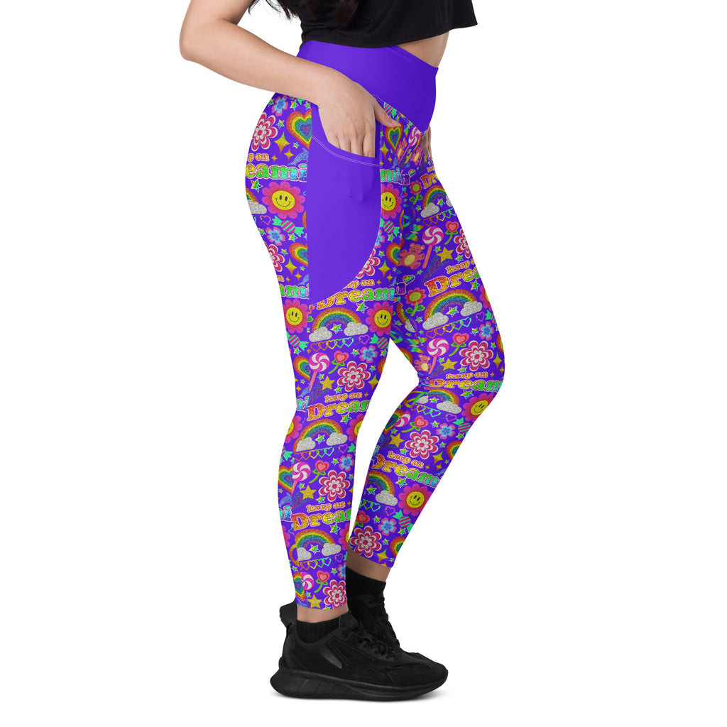 RECYCLED High Waist Pocket Leggings - 'Glitter Stickers'