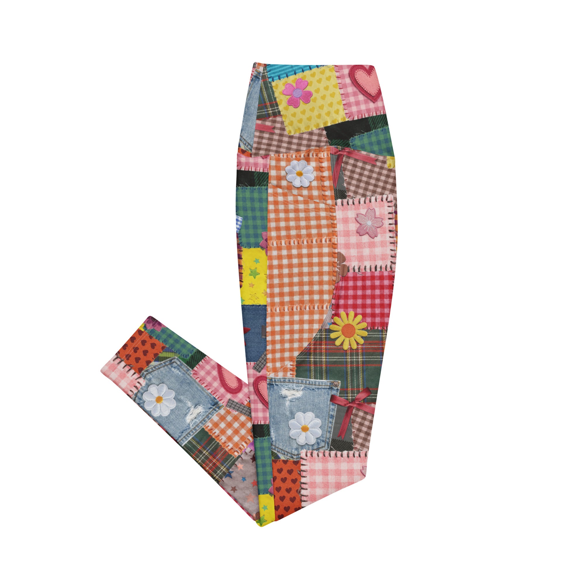 RECYCLED High Waist Pocket Leggings - 'Perfect Patchwork'