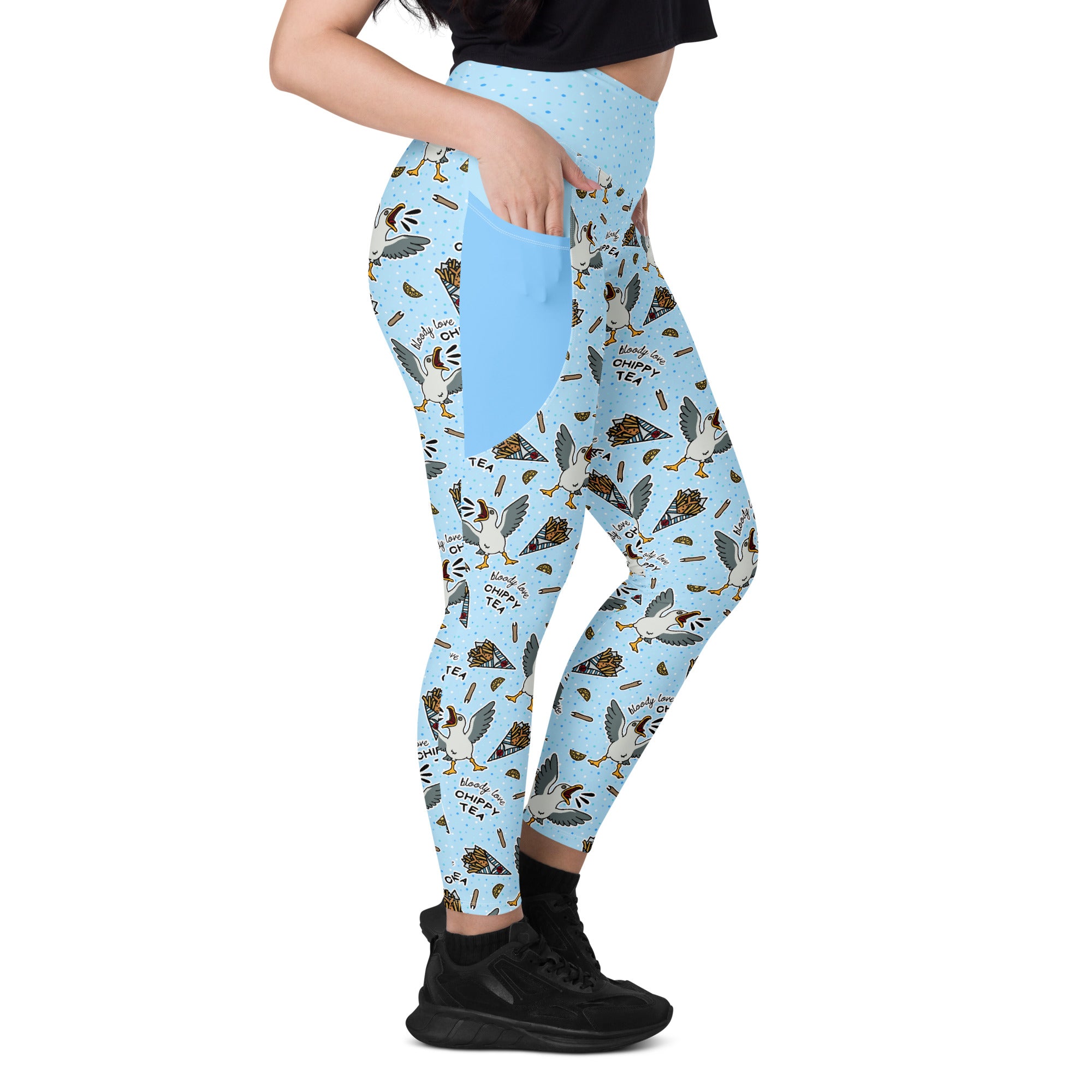 RECYCLED High Waist Pocket Leggings - 'Chippy Tea' Leggings