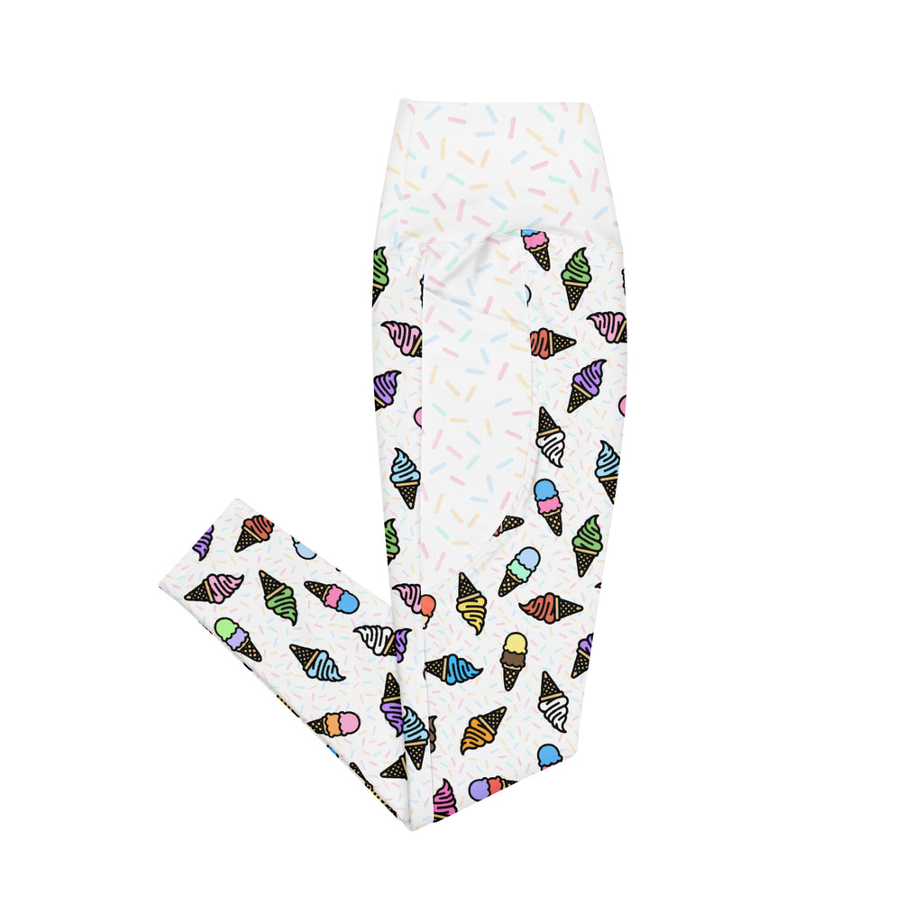 RECYCLED High Waist Pocket Leggings - 'Ice Cream' Leggings