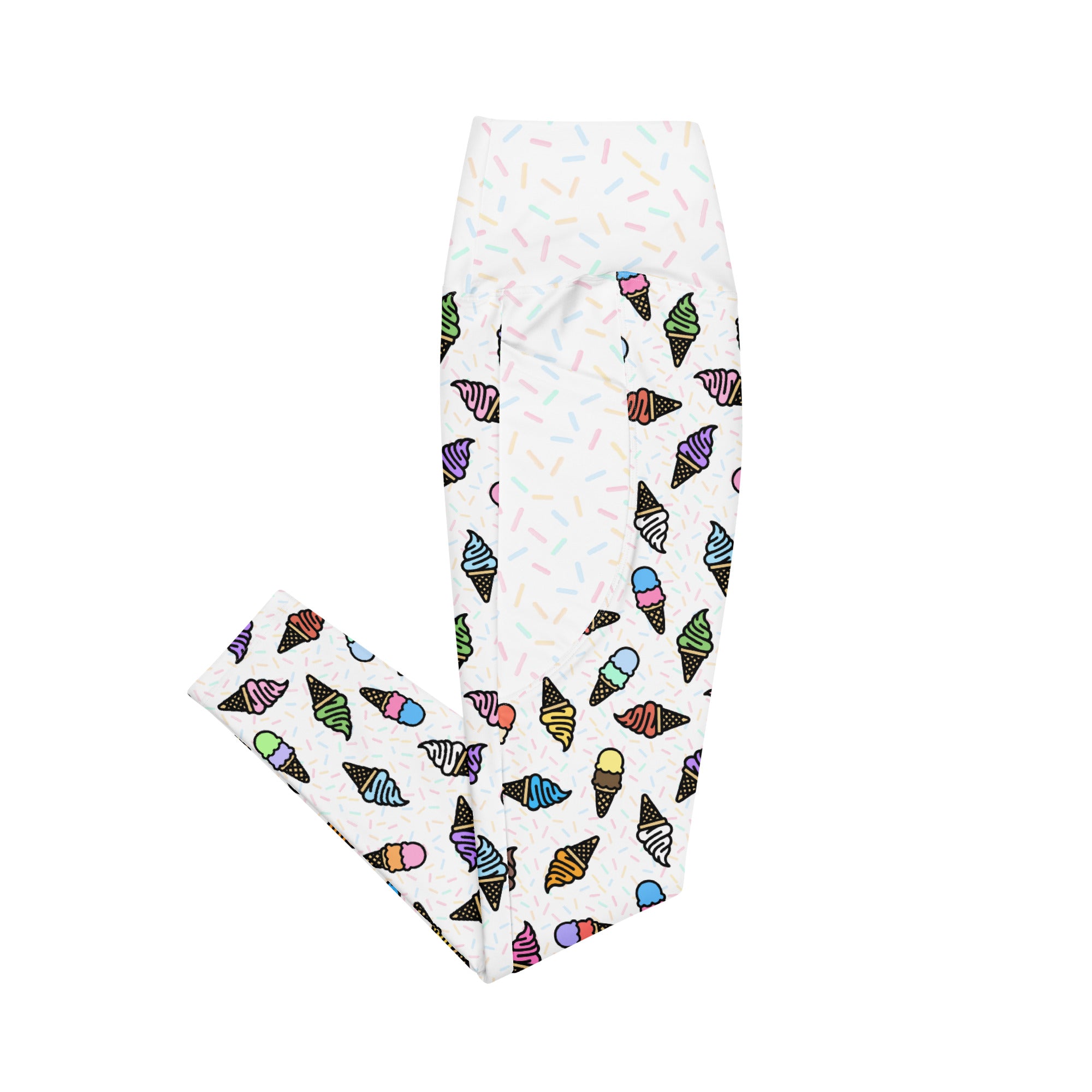 RECYCLED High Waist Pocket Leggings - 'Ice Cream' Leggings