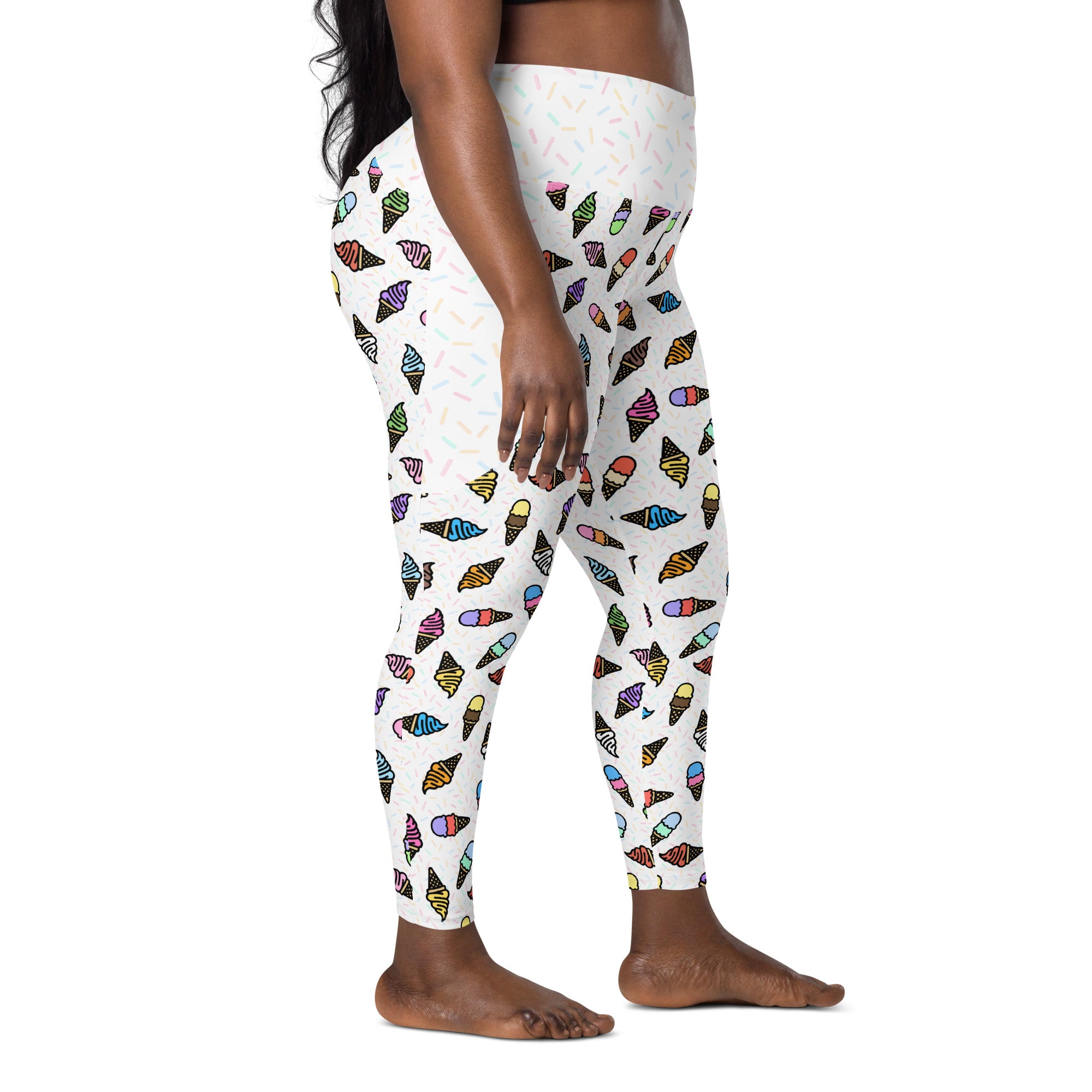 RECYCLED High Waist Pocket Leggings - 'Ice Cream' Leggings
