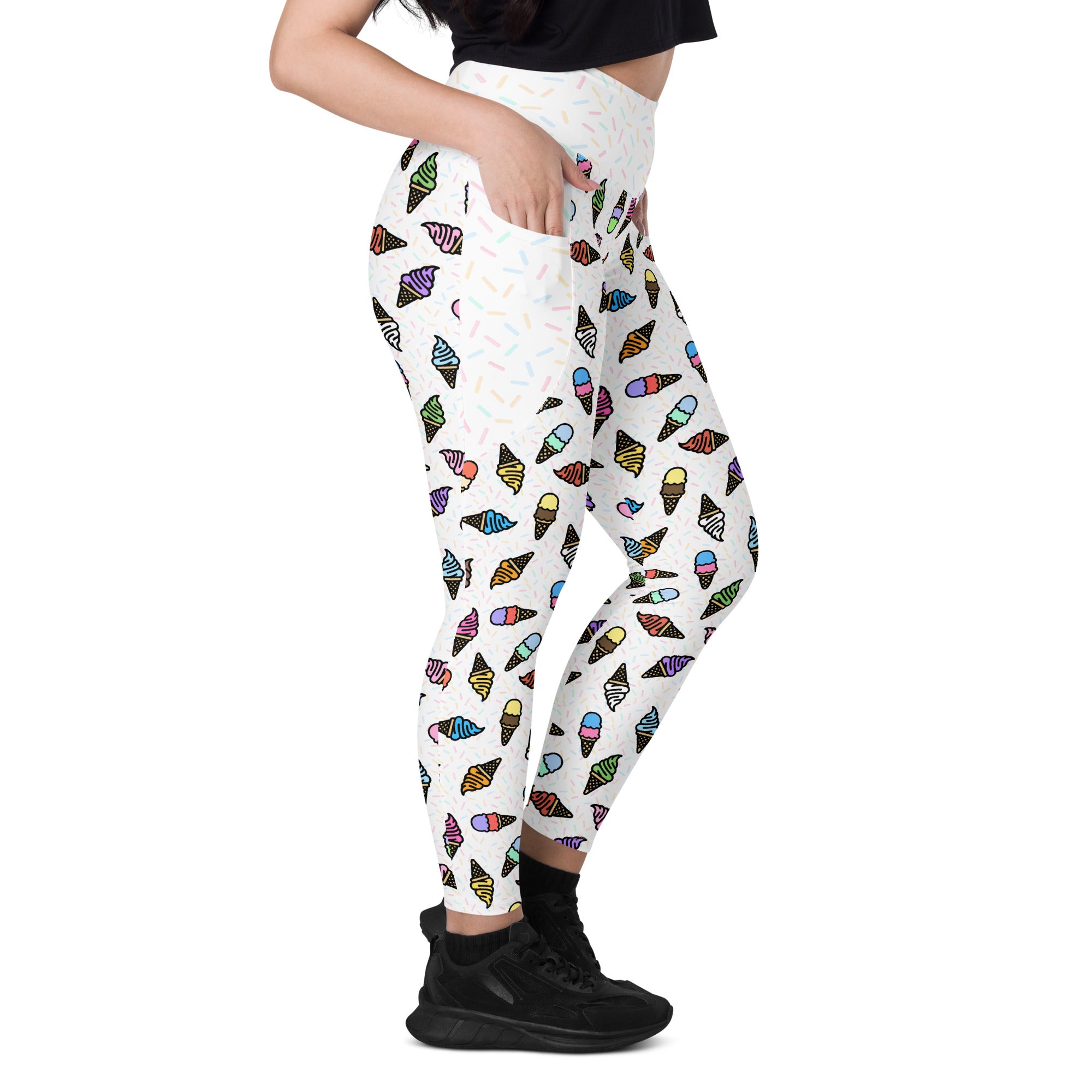 RECYCLED High Waist Pocket Leggings - 'Ice Cream' Leggings