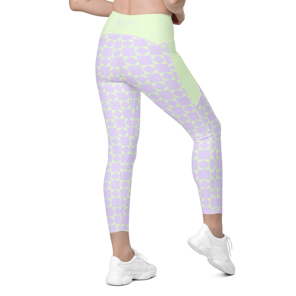 RECYCLED High Waist Pocket Leggings - 'Lilac Mint' 2XS