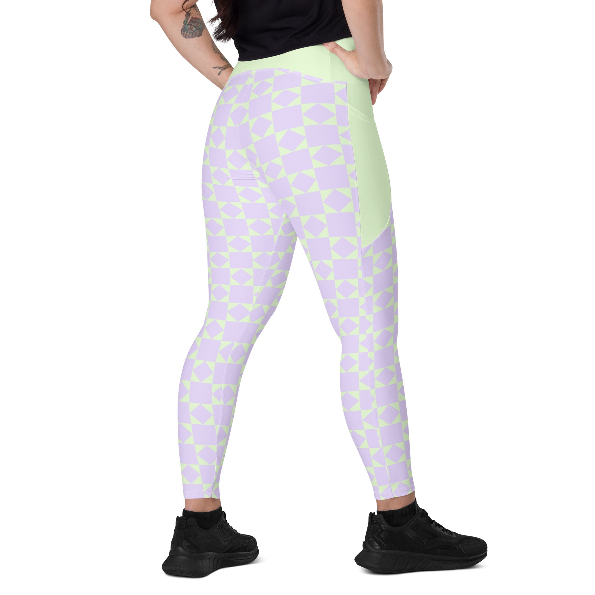 RECYCLED High Waist Pocket Leggings - 'Lilac Mint' XL