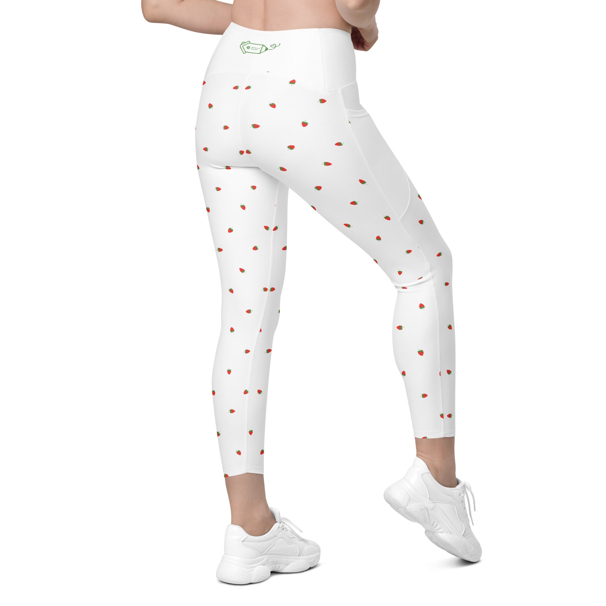 RECYCLED High Waist Pocket Leggings - 'Strawberry Picking'