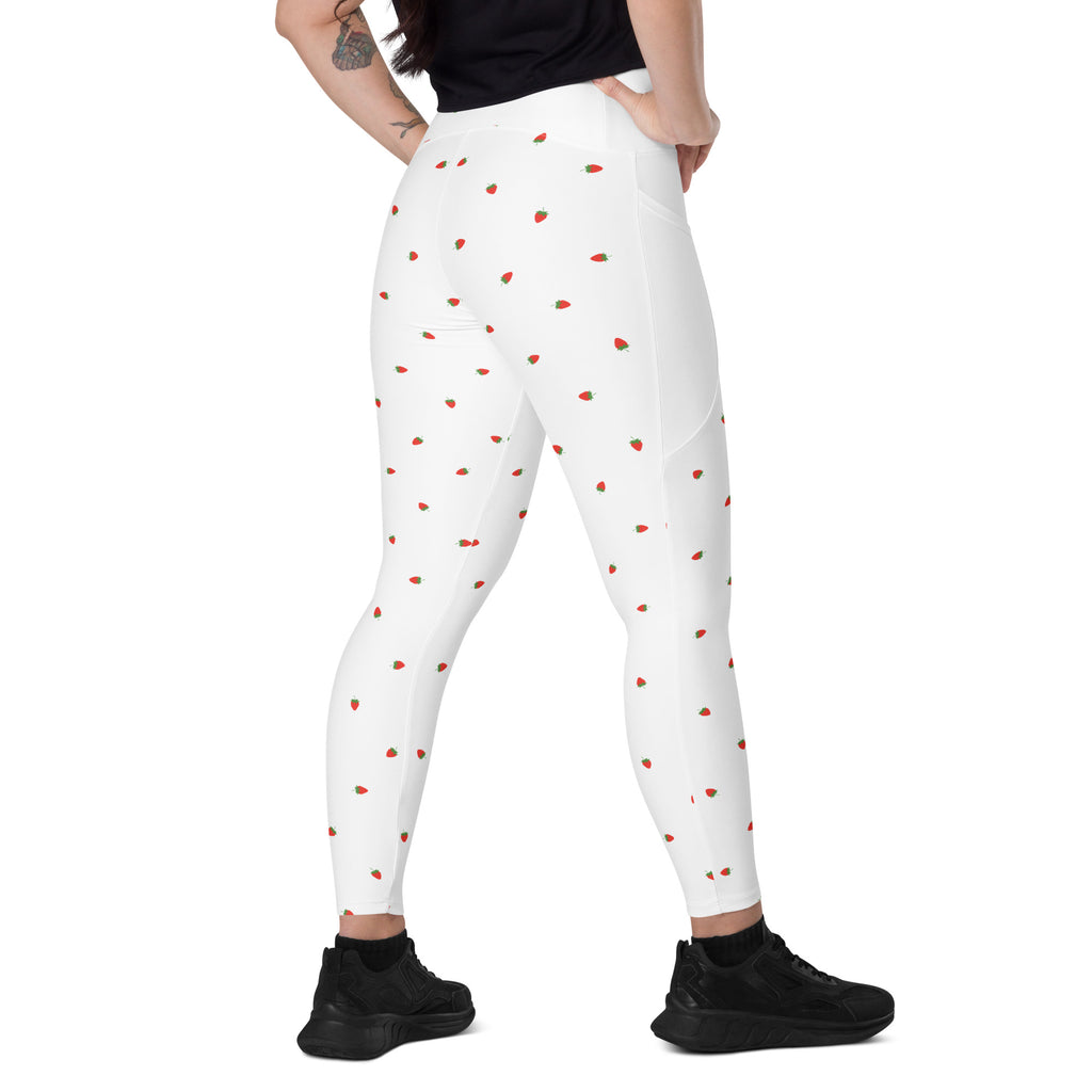 RECYCLED High Waist Pocket Leggings - 'Strawberry Picking'
