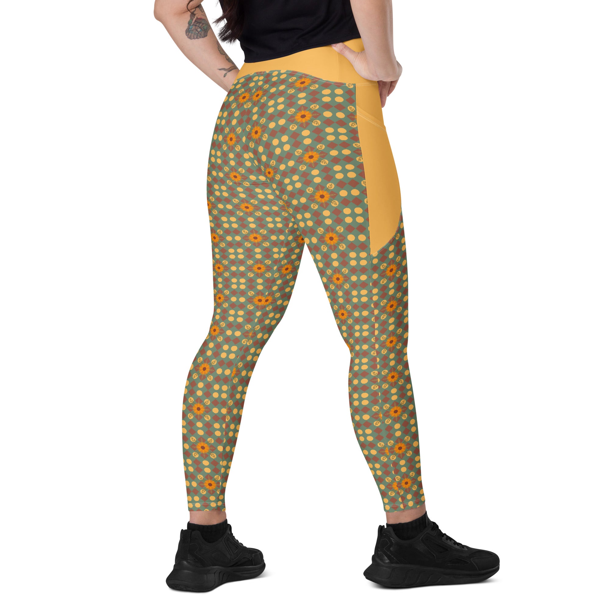 RECYCLED High Waist Pocket Leggings - 'Summertime Vintage'