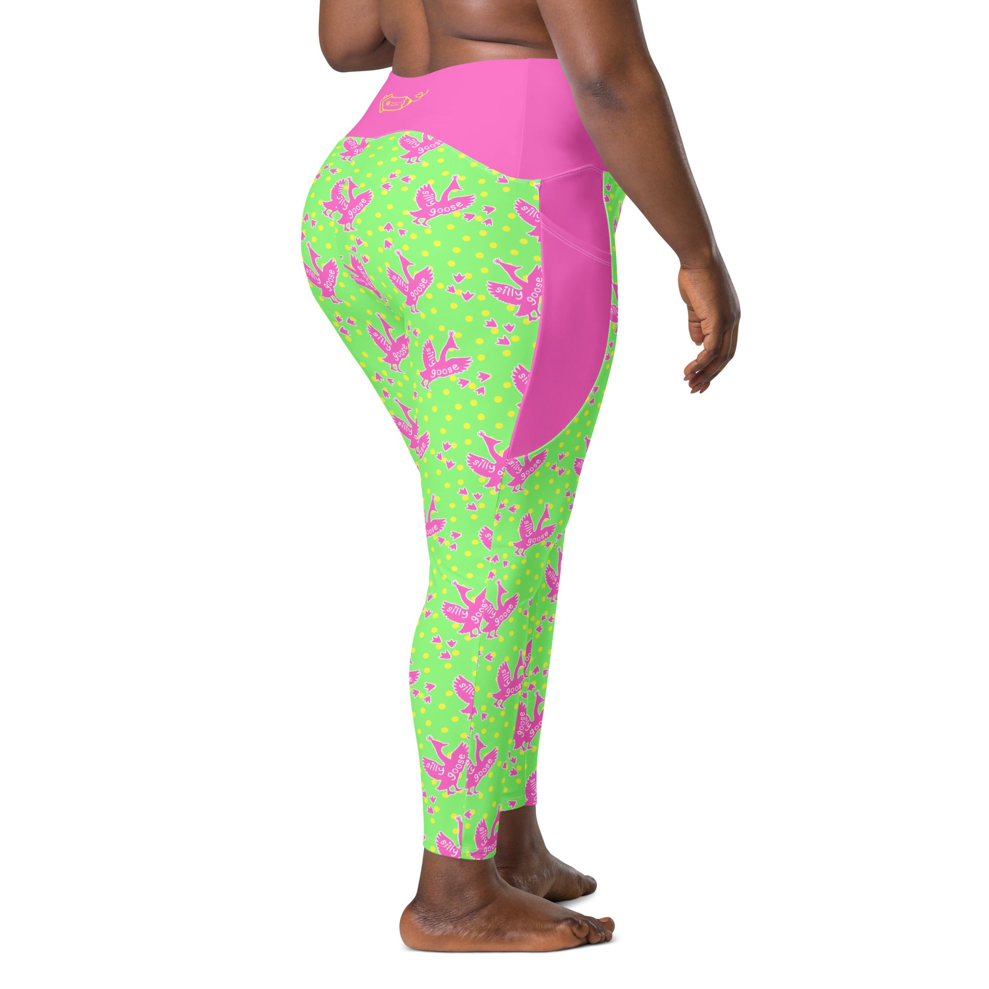 RECYCLED High Waist Pocket Leggings - 'Silly Goose'