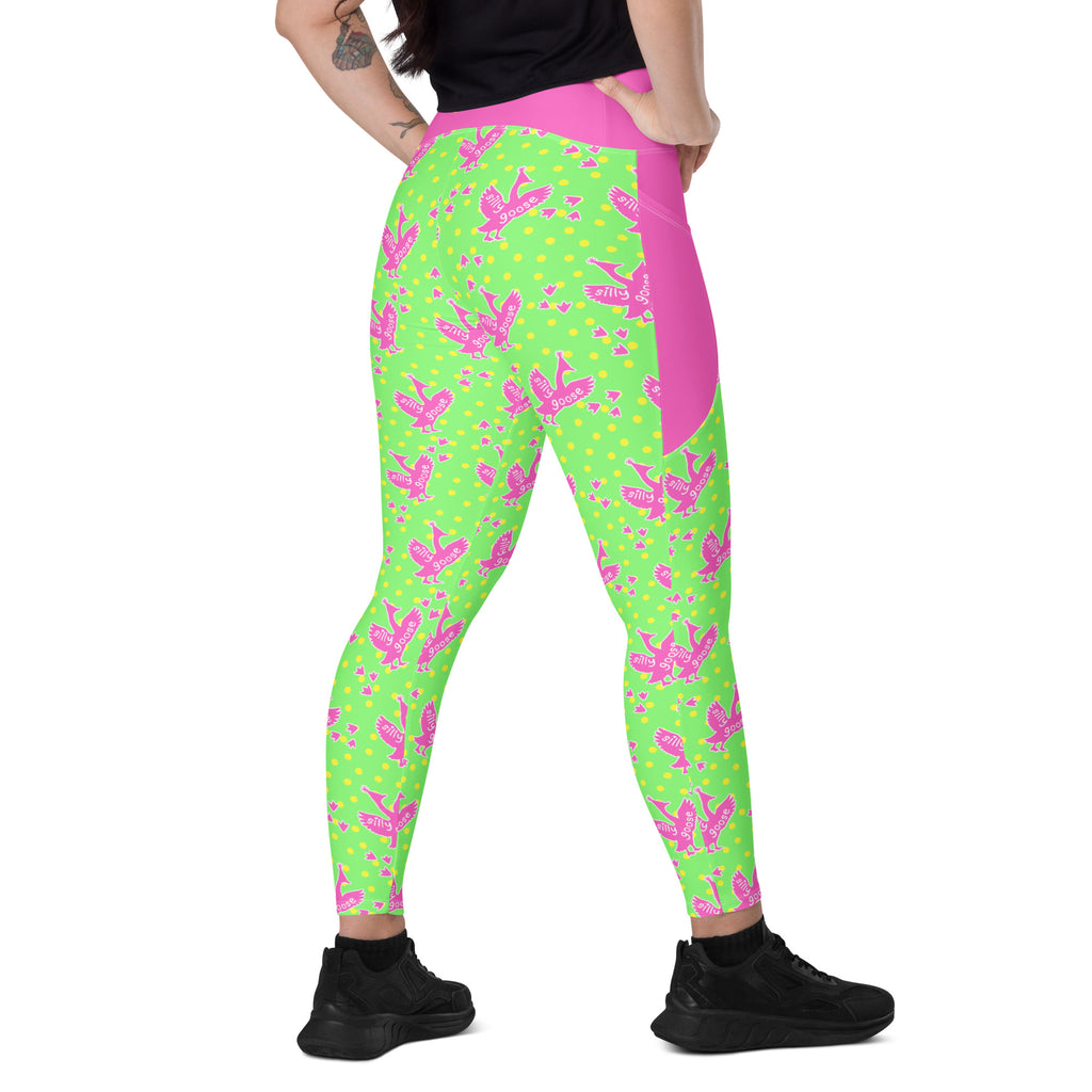 RECYCLED High Waist Pocket Leggings - 'Silly Goose'