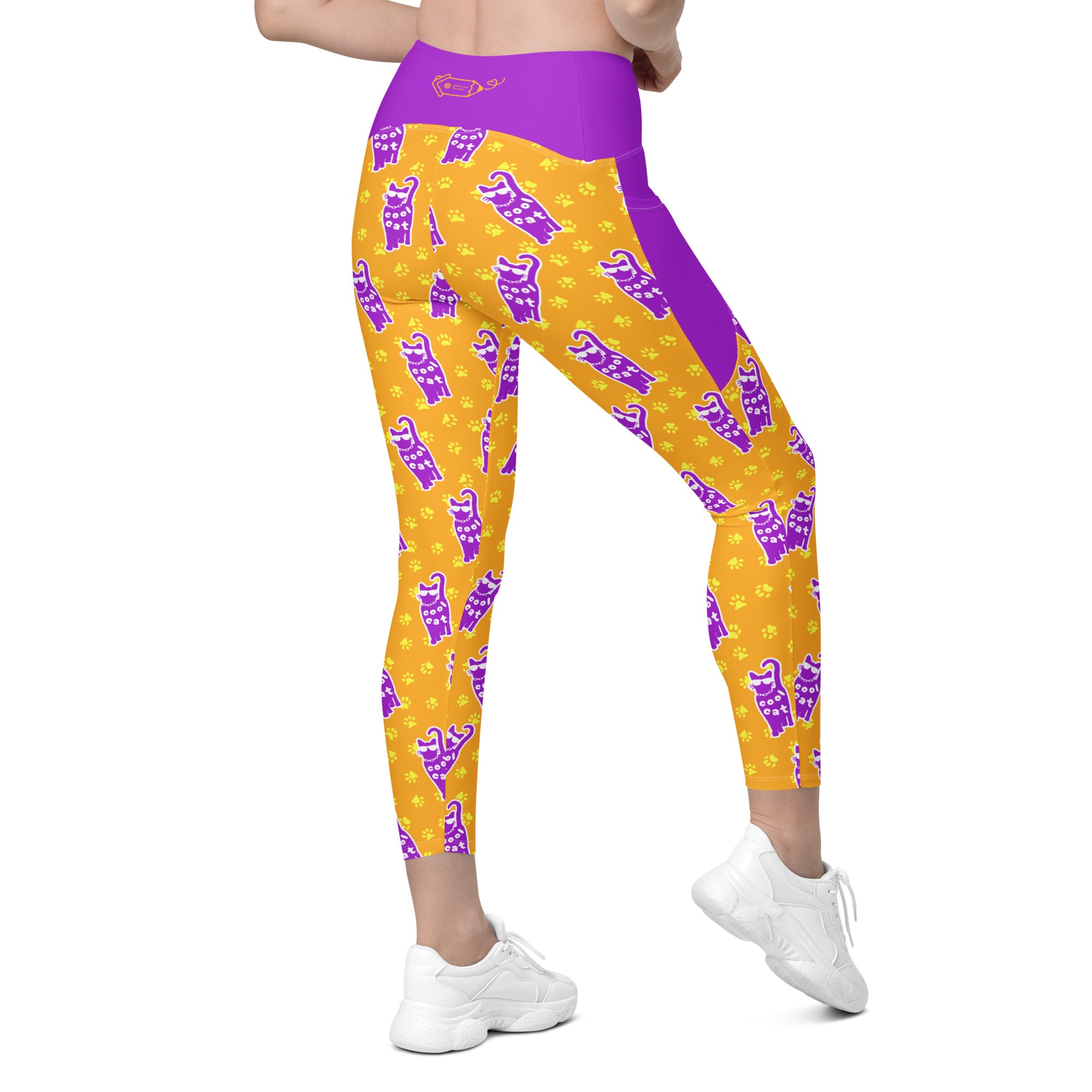 RECYCLED High Waist Pocket Leggings - 'Cool Cat'