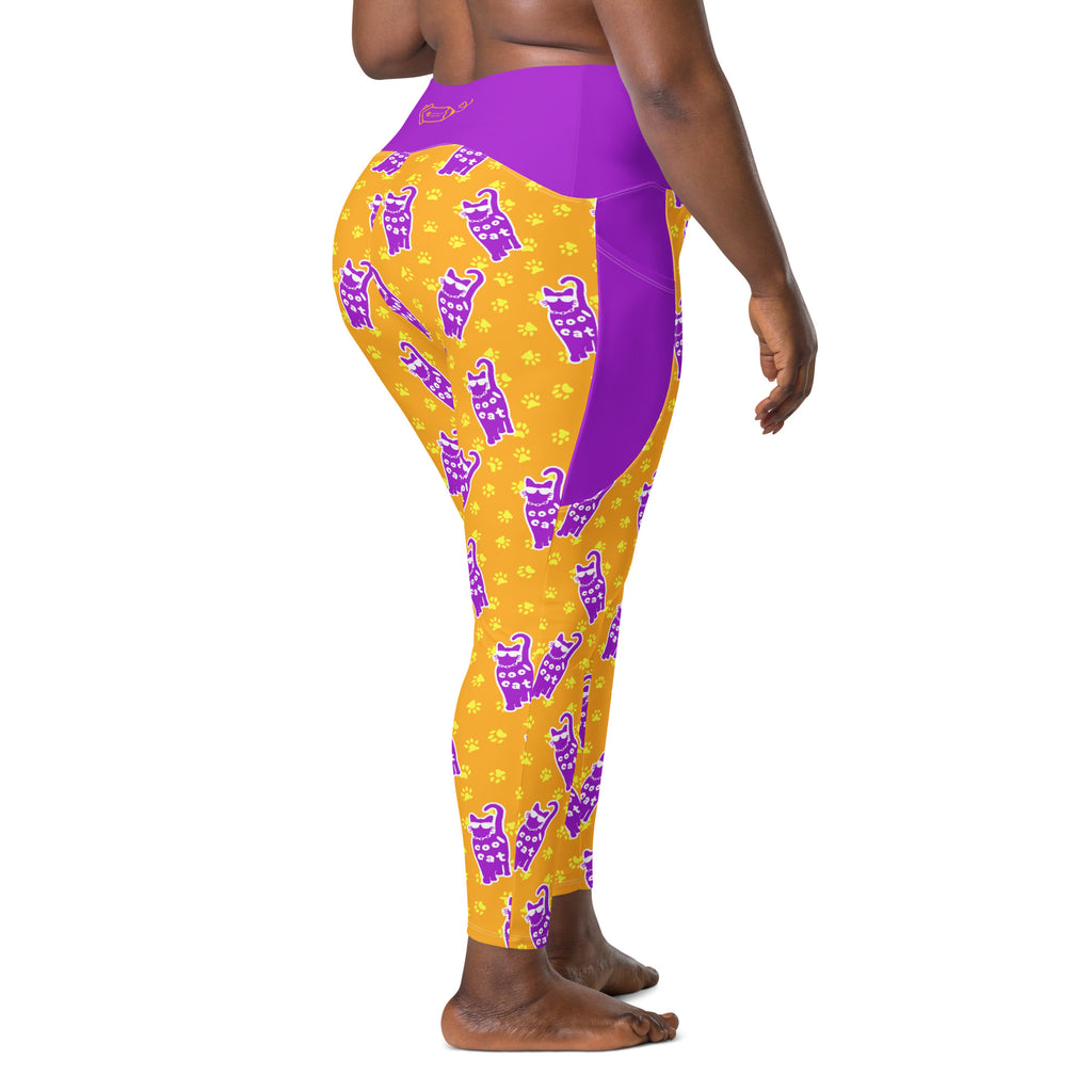 RECYCLED High Waist Pocket Leggings - 'Cool Cat'