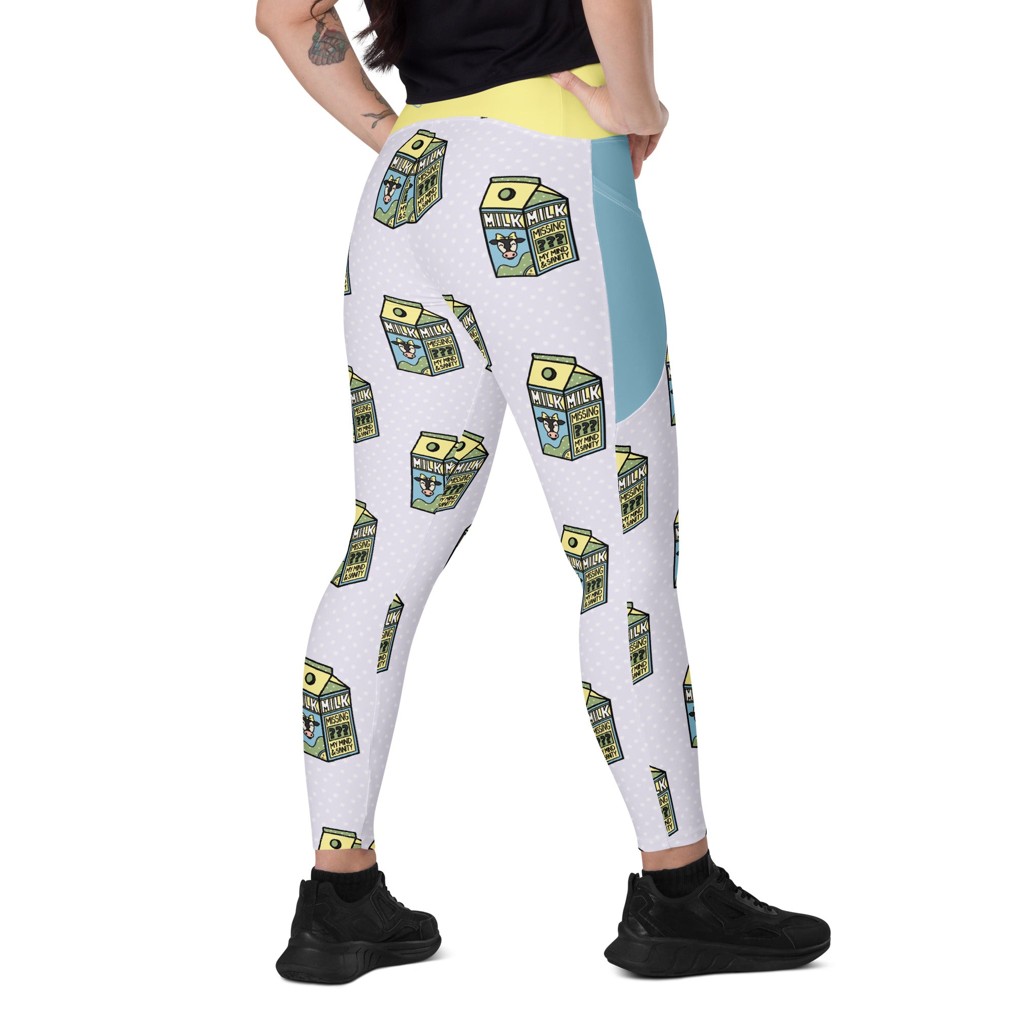 RECYCLED High Waist Pocket Leggings - 'Got Milk?'