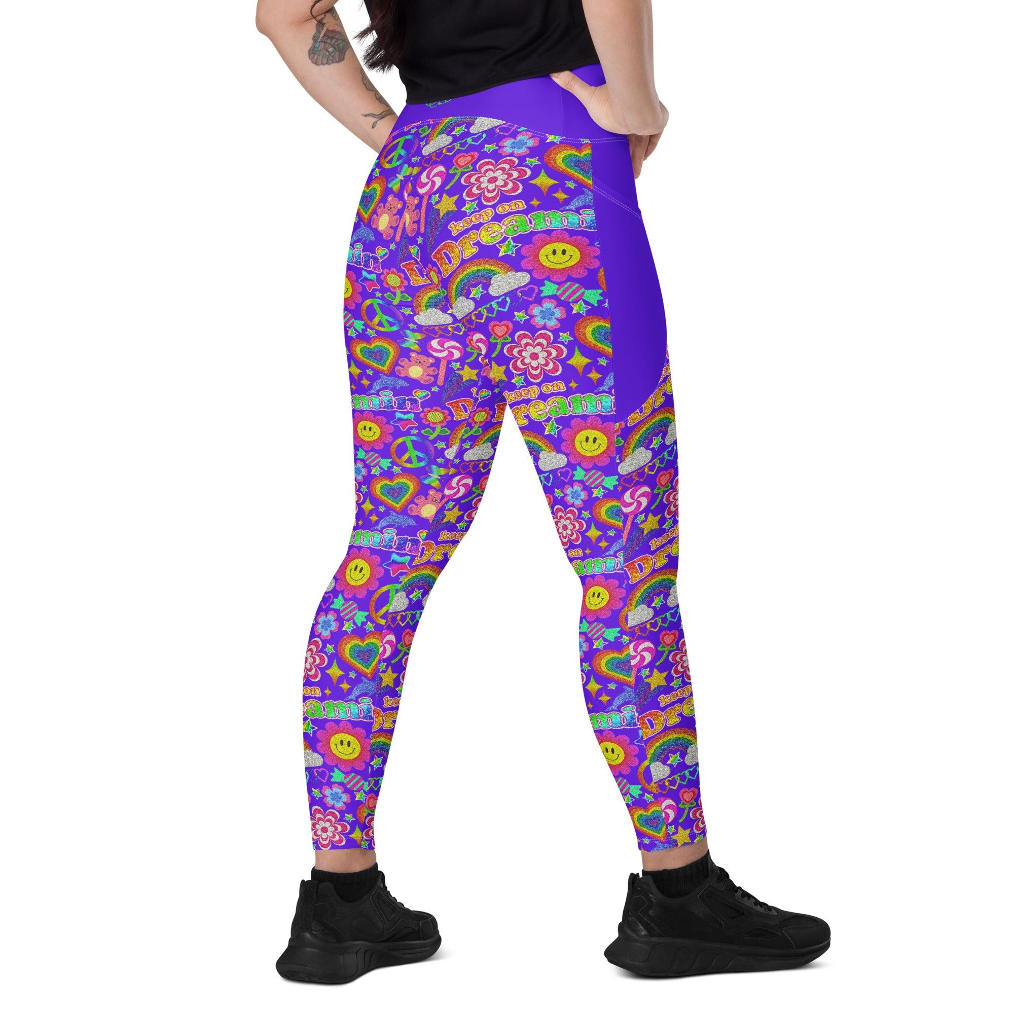 RECYCLED High Waist Pocket Leggings - 'Glitter Stickers'