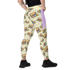 RECYCLED High Waist Pocket Leggings - 'Easter Kittens'