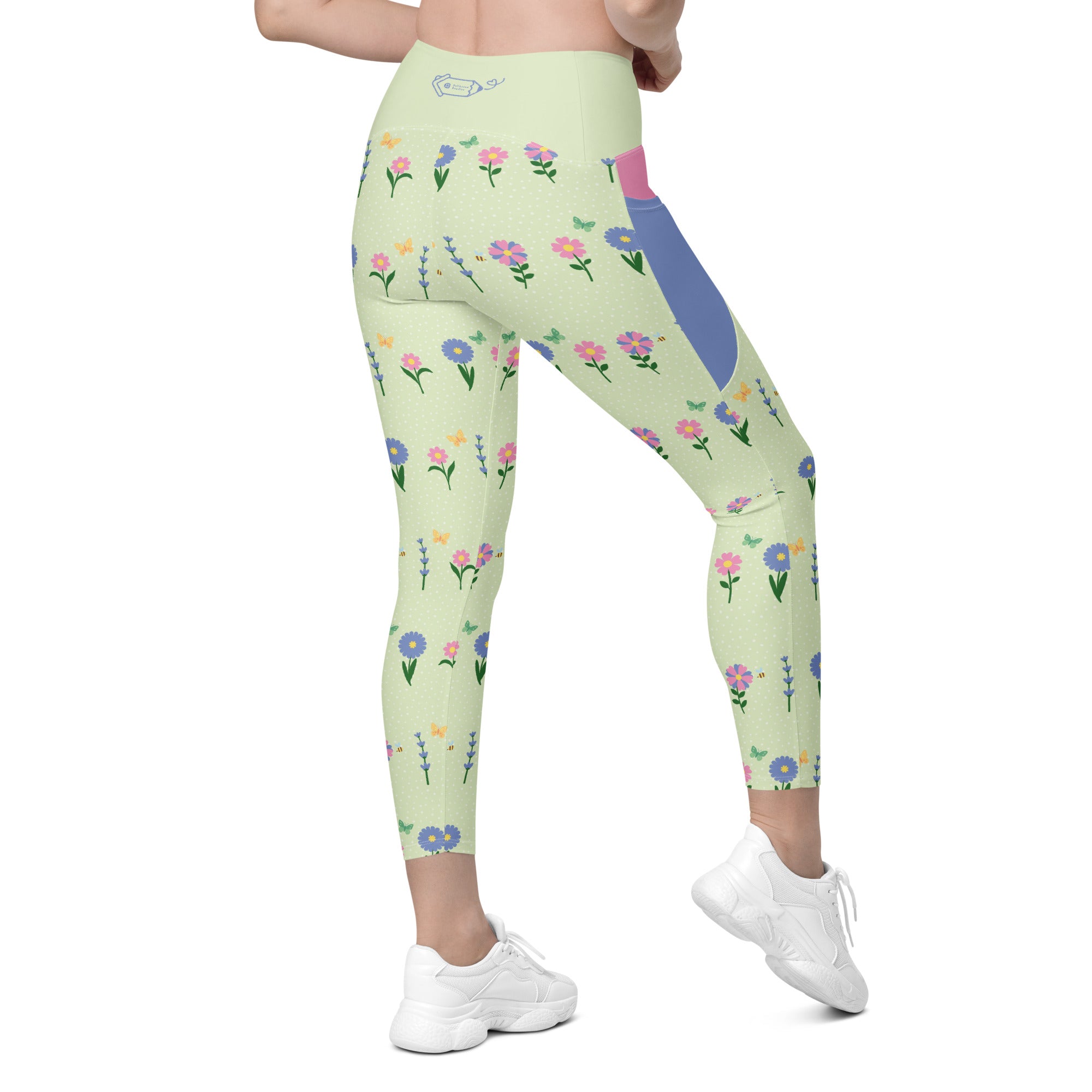 RECYCLED High Waist Pocket Leggings - 'Spring Stems'