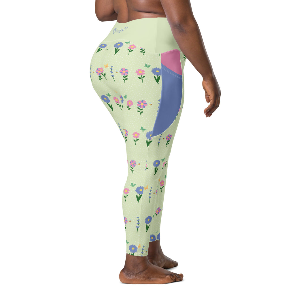 RECYCLED High Waist Pocket Leggings - 'Spring Stems'