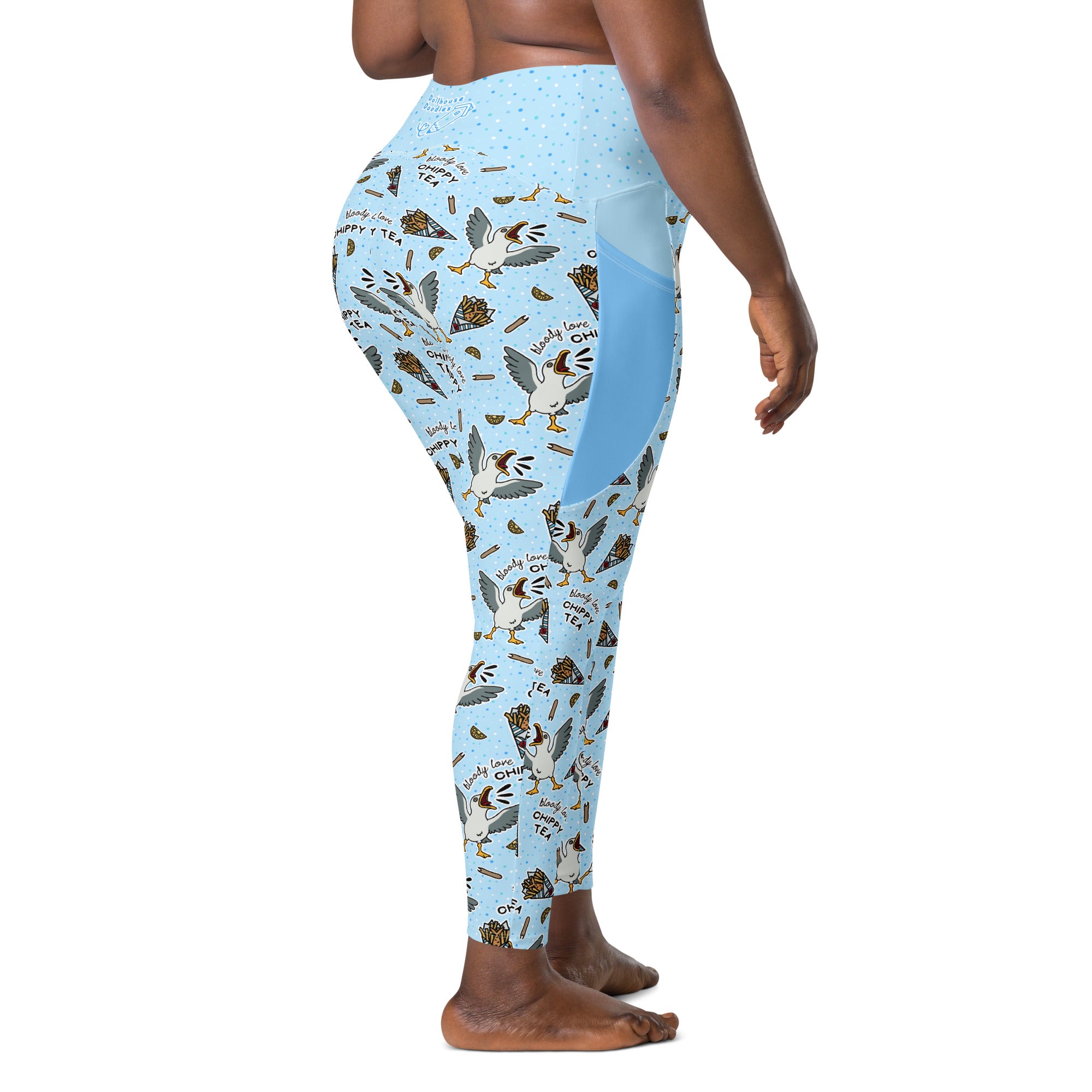 RECYCLED High Waist Pocket Leggings - 'Chippy Tea' Leggings