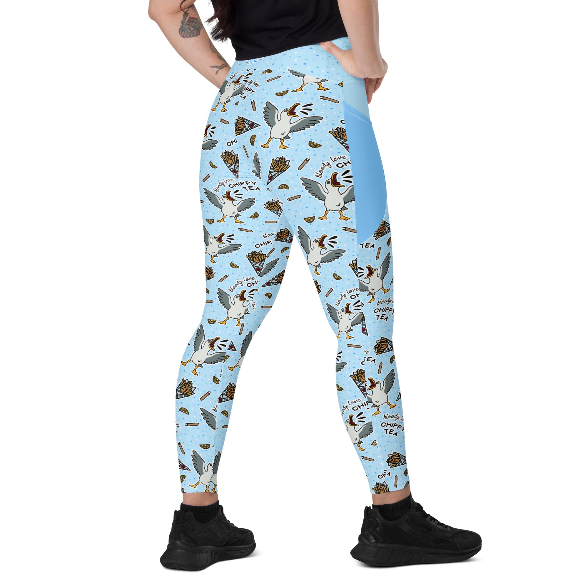 RECYCLED High Waist Pocket Leggings - 'Chippy Tea' Leggings