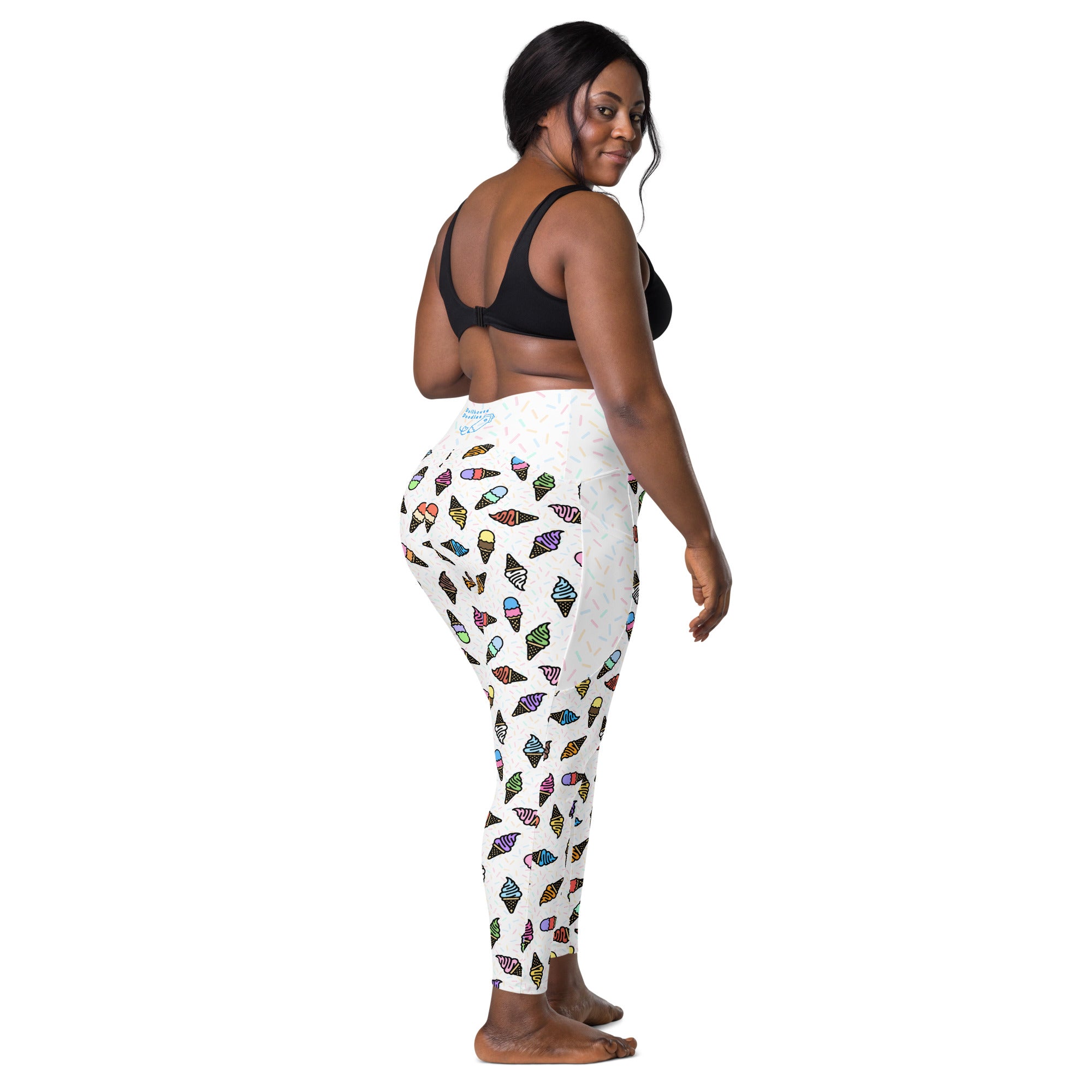 RECYCLED High Waist Pocket Leggings - 'Ice Cream' Leggings