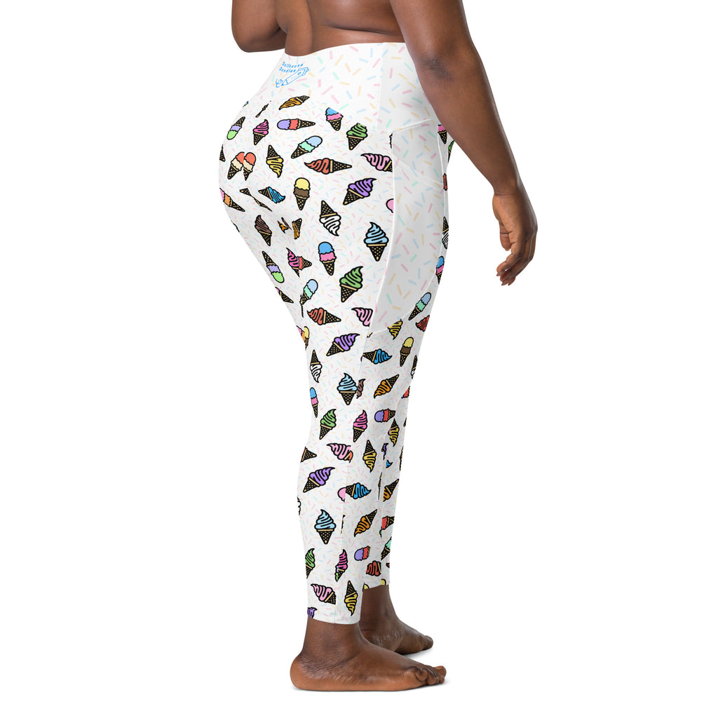 RECYCLED High Waist Pocket Leggings - 'Ice Cream' Leggings