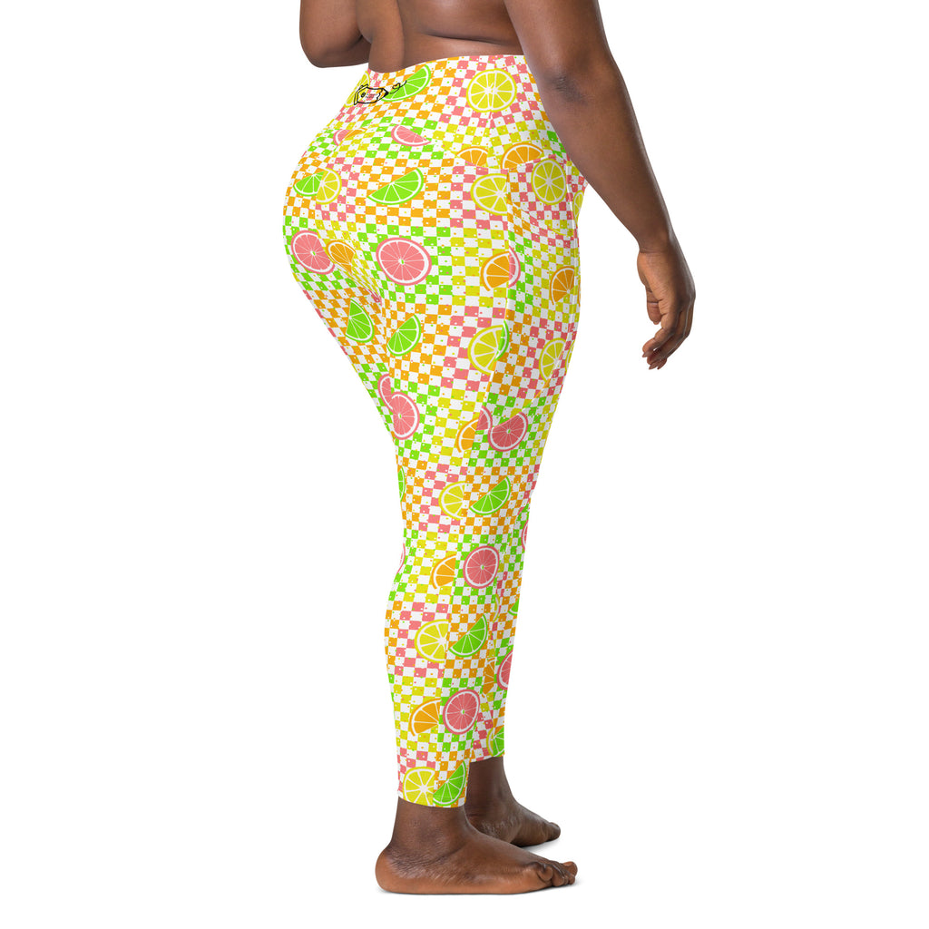 RECYCLED High Waist Pocket Leggings - 'Citrus Squares'