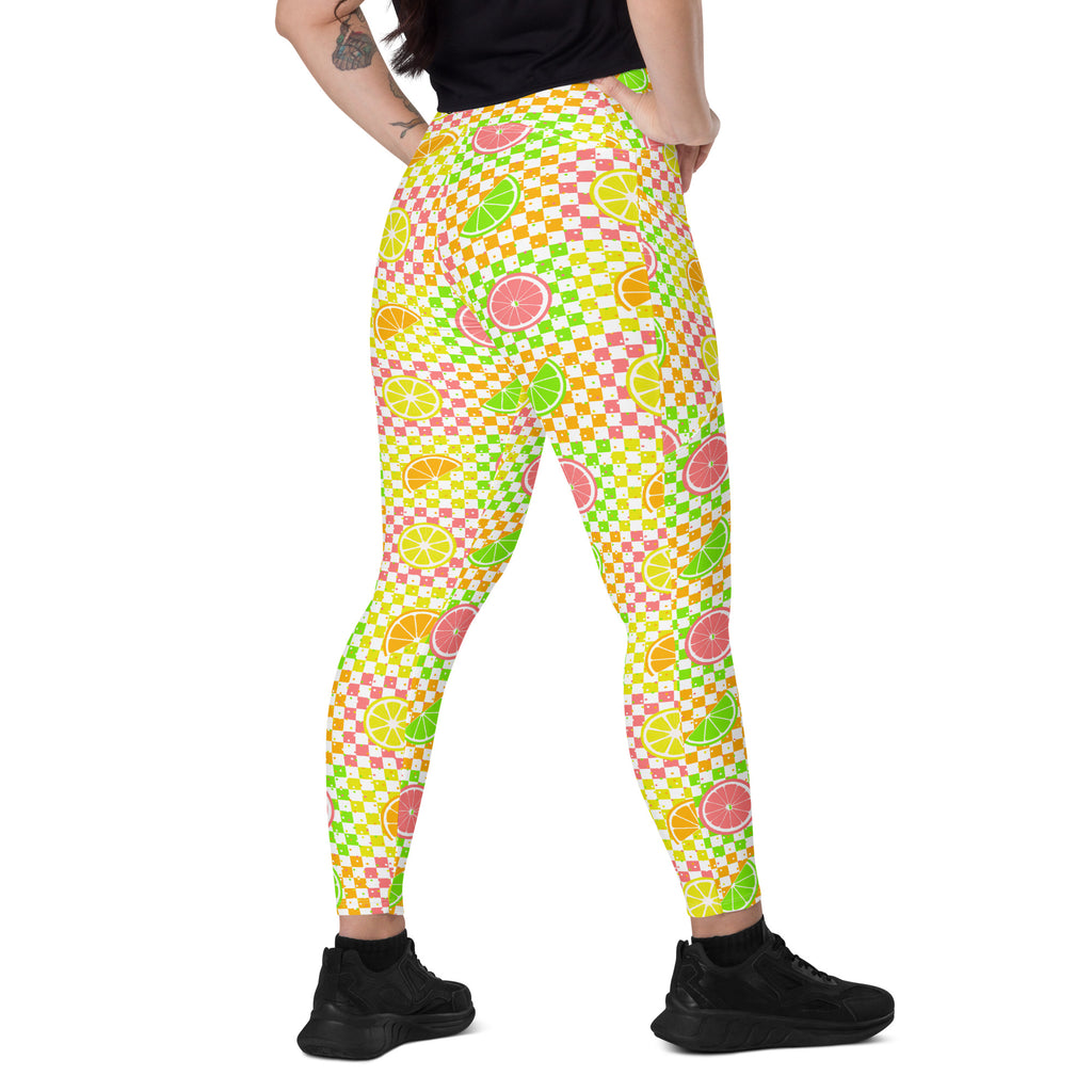 RECYCLED High Waist Pocket Leggings - 'Citrus Squares'