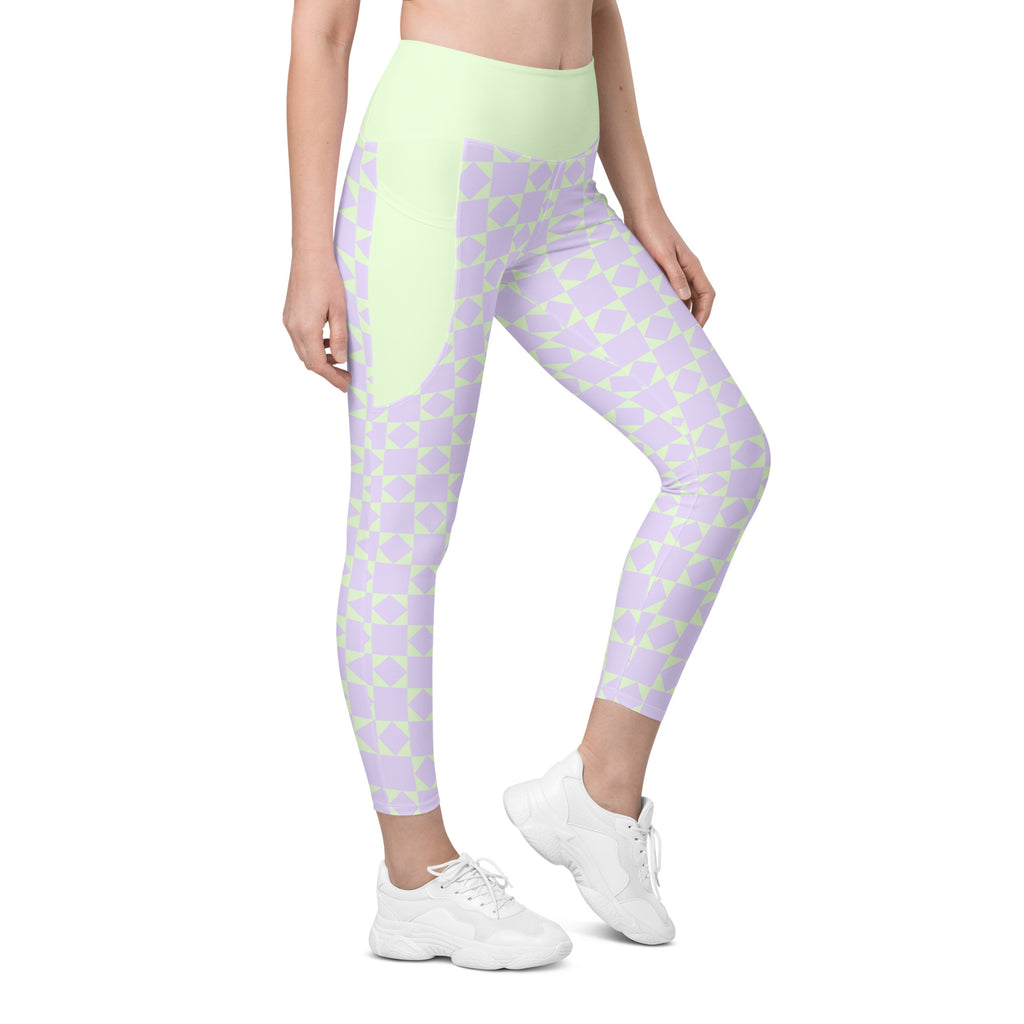 RECYCLED High Waist Pocket Leggings - 'Lilac Mint'