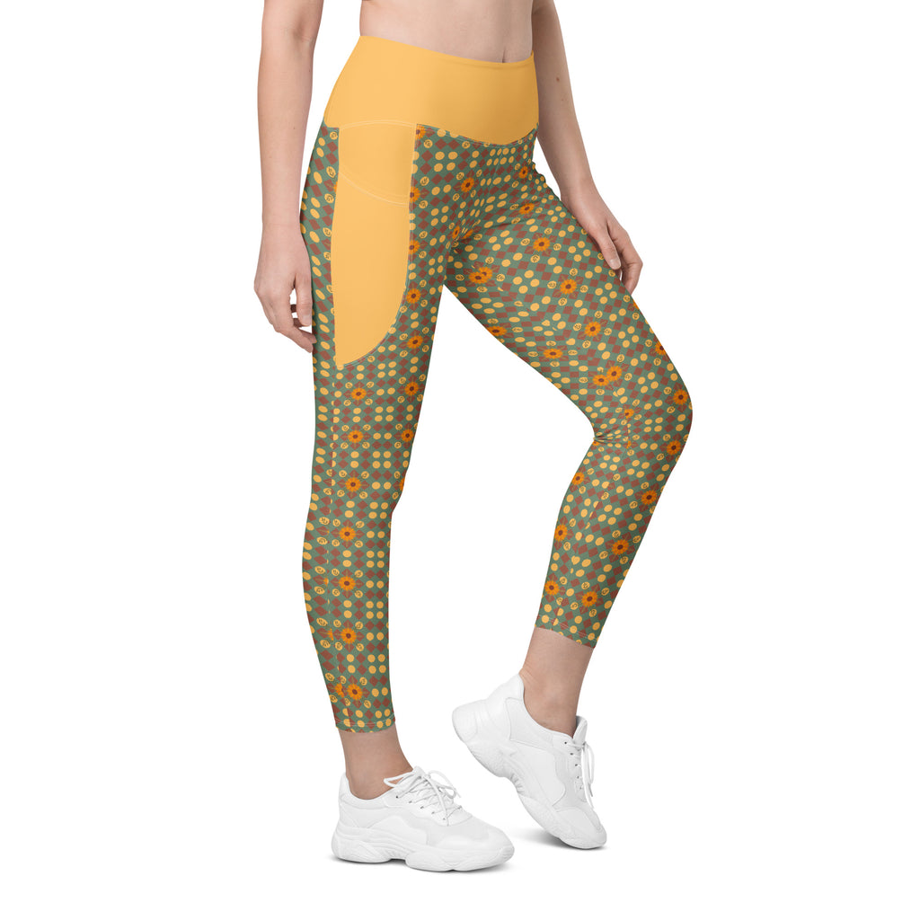 RECYCLED High Waist Pocket Leggings - 'Summertime Vintage'