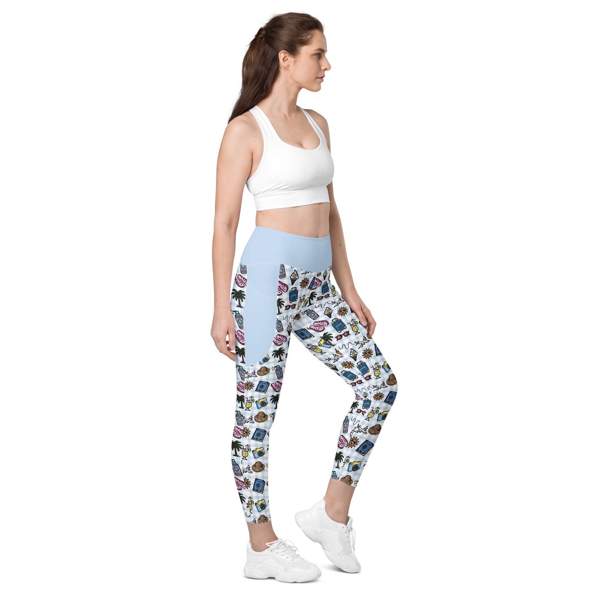 RECYCLED High Waist Pocket Leggings - 'Gingham Getaway'