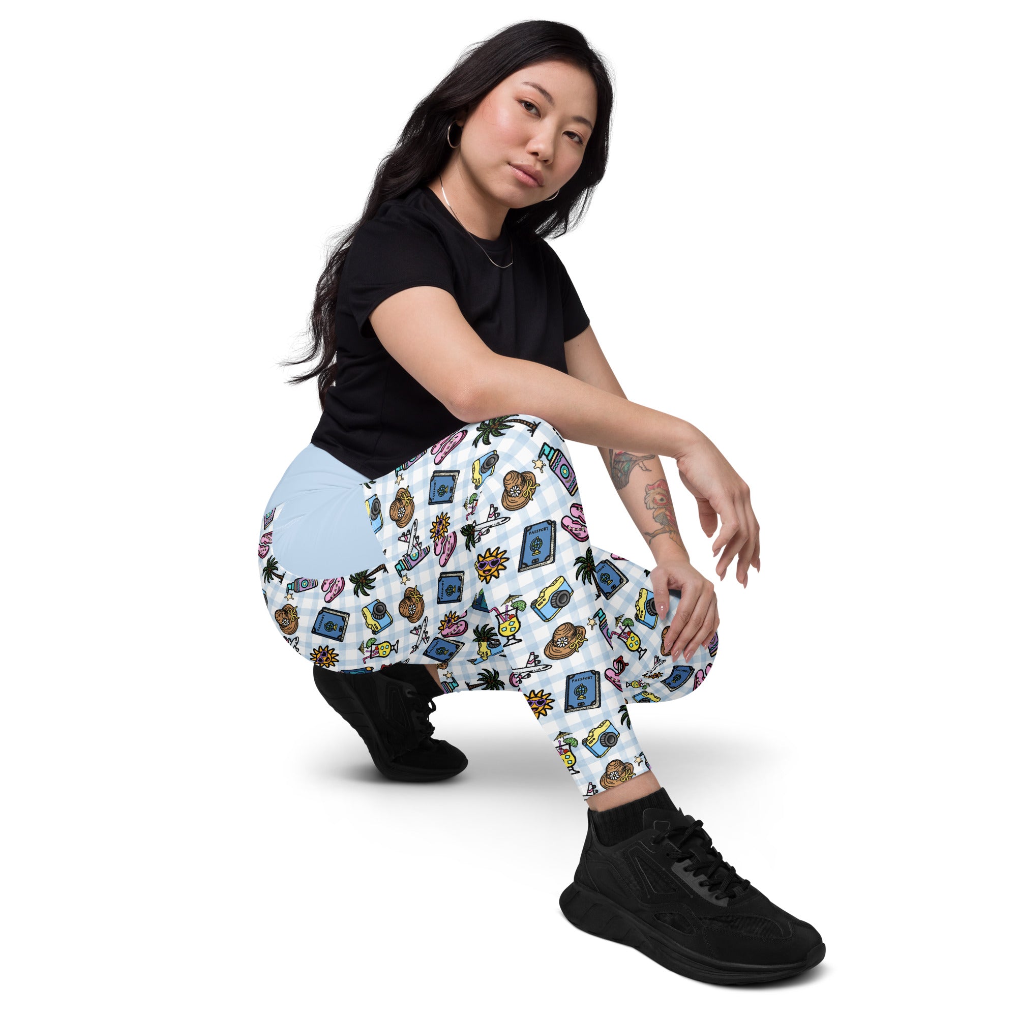RECYCLED High Waist Pocket Leggings - 'Gingham Getaway'