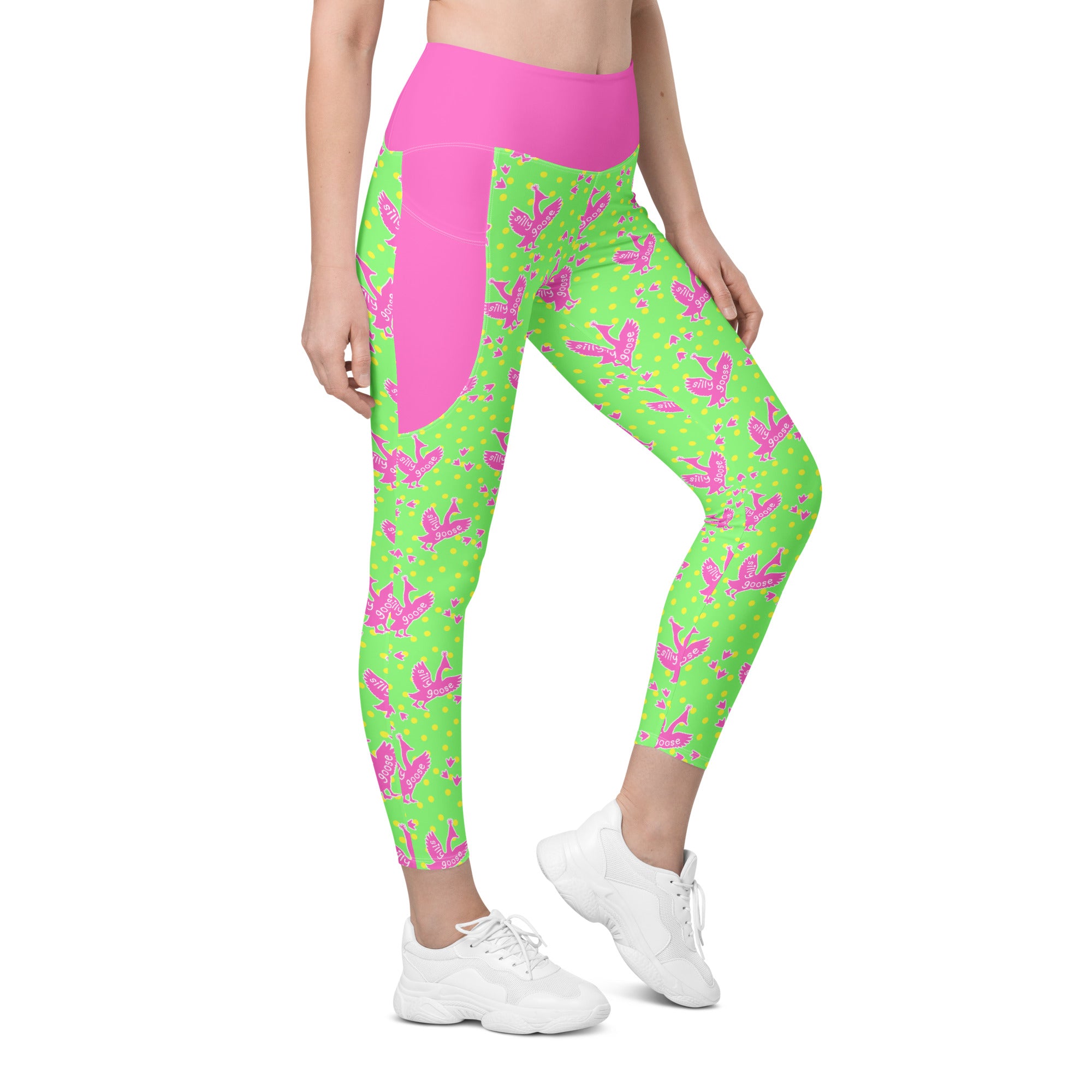 RECYCLED High Waist Pocket Leggings - 'Silly Goose'