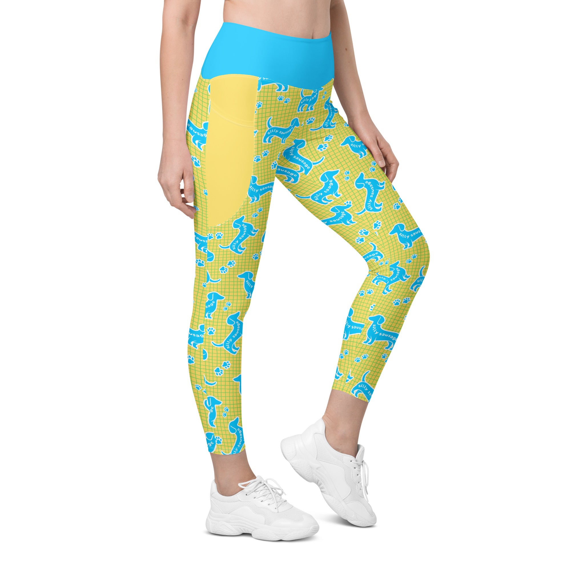 RECYCLED High Waist Pocket Leggings - 'Silly Sausage'