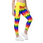 RECYCLED High Waist Pocket Leggings - 'Rainbow Waves'