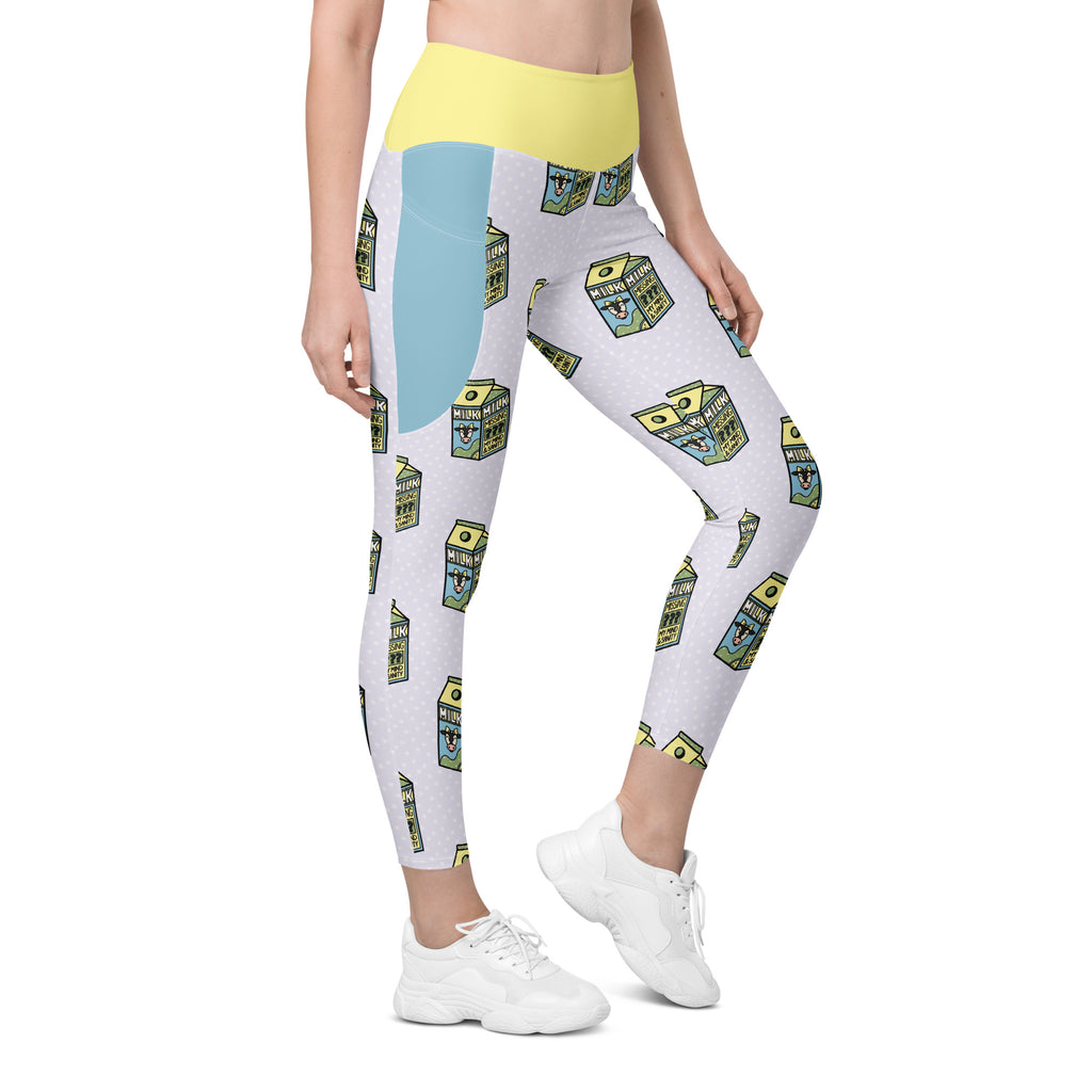 RECYCLED High Waist Pocket Leggings - 'Got Milk?'