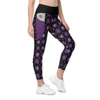 RECYCLED High Waist Pocket Leggings - 'Diamond Skulls'
