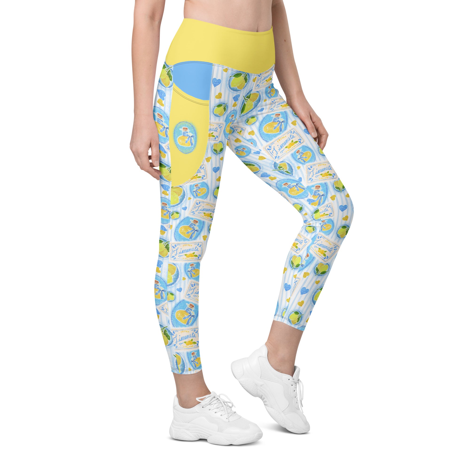 RECYCLED High Waist Pocket Leggings - 'Limonata' CUT-SEW