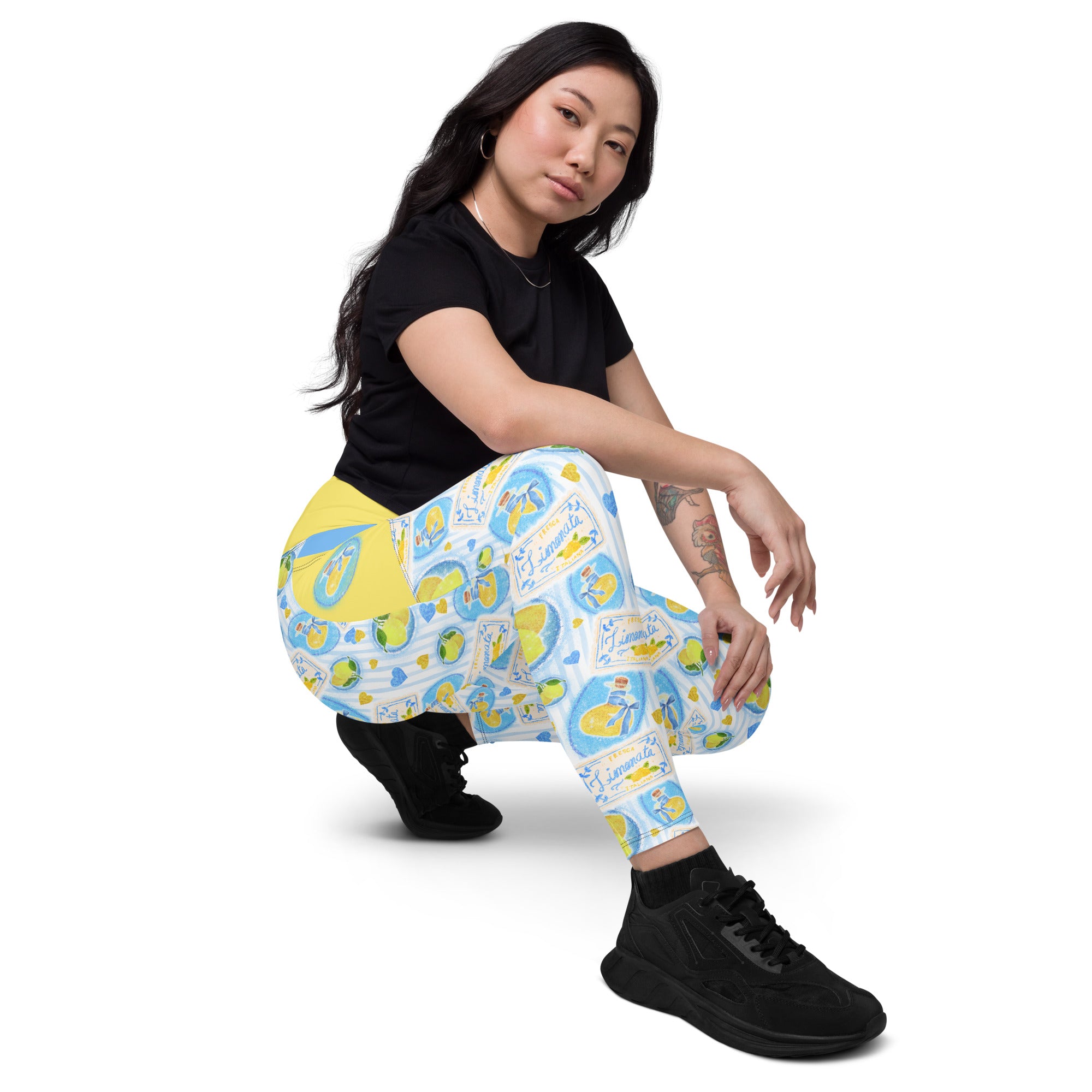 RECYCLED High Waist Pocket Leggings - 'Limonata' CUT-SEW