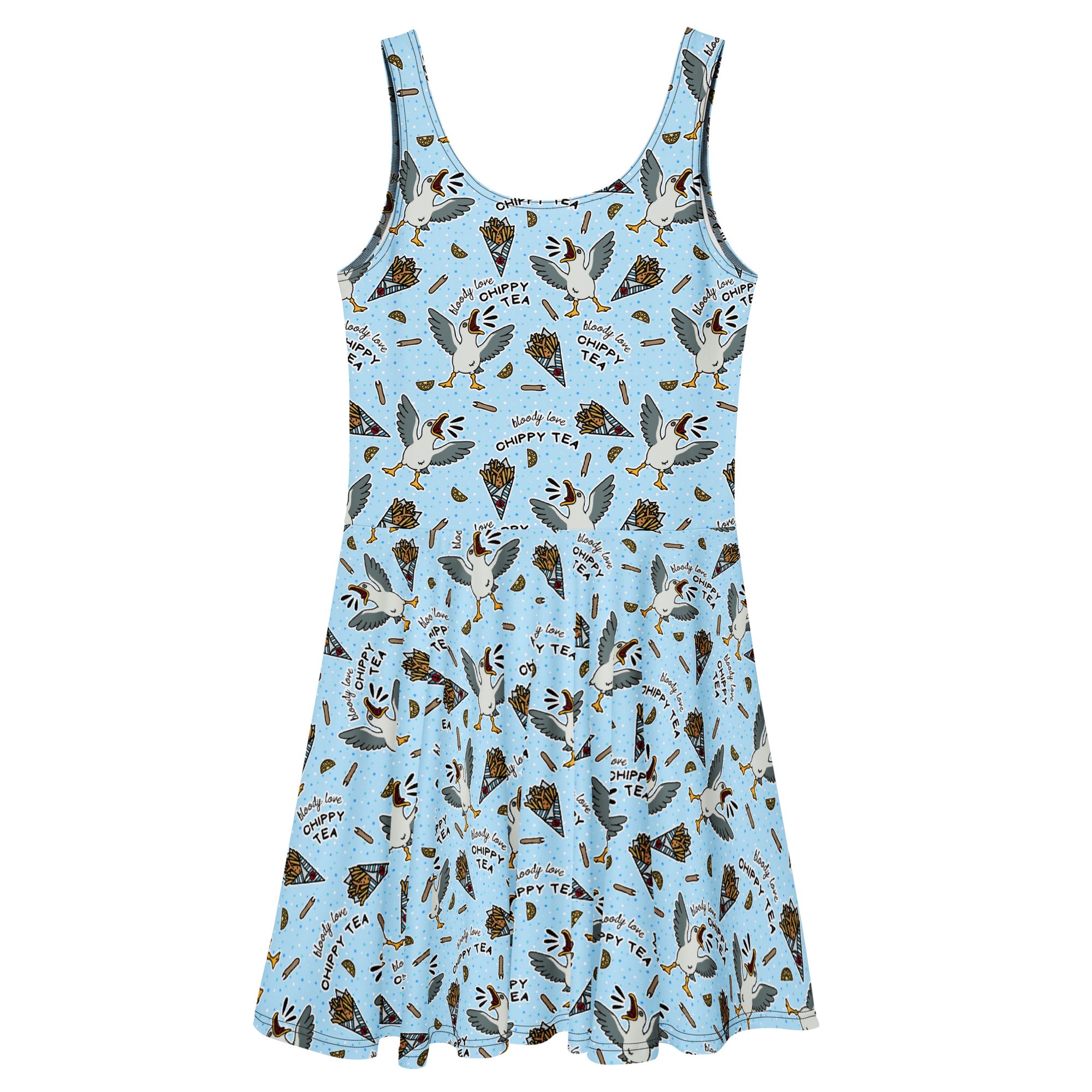 Sleeveless Stretch Skater Dress - 'Chippy Tea' CUT-SEW