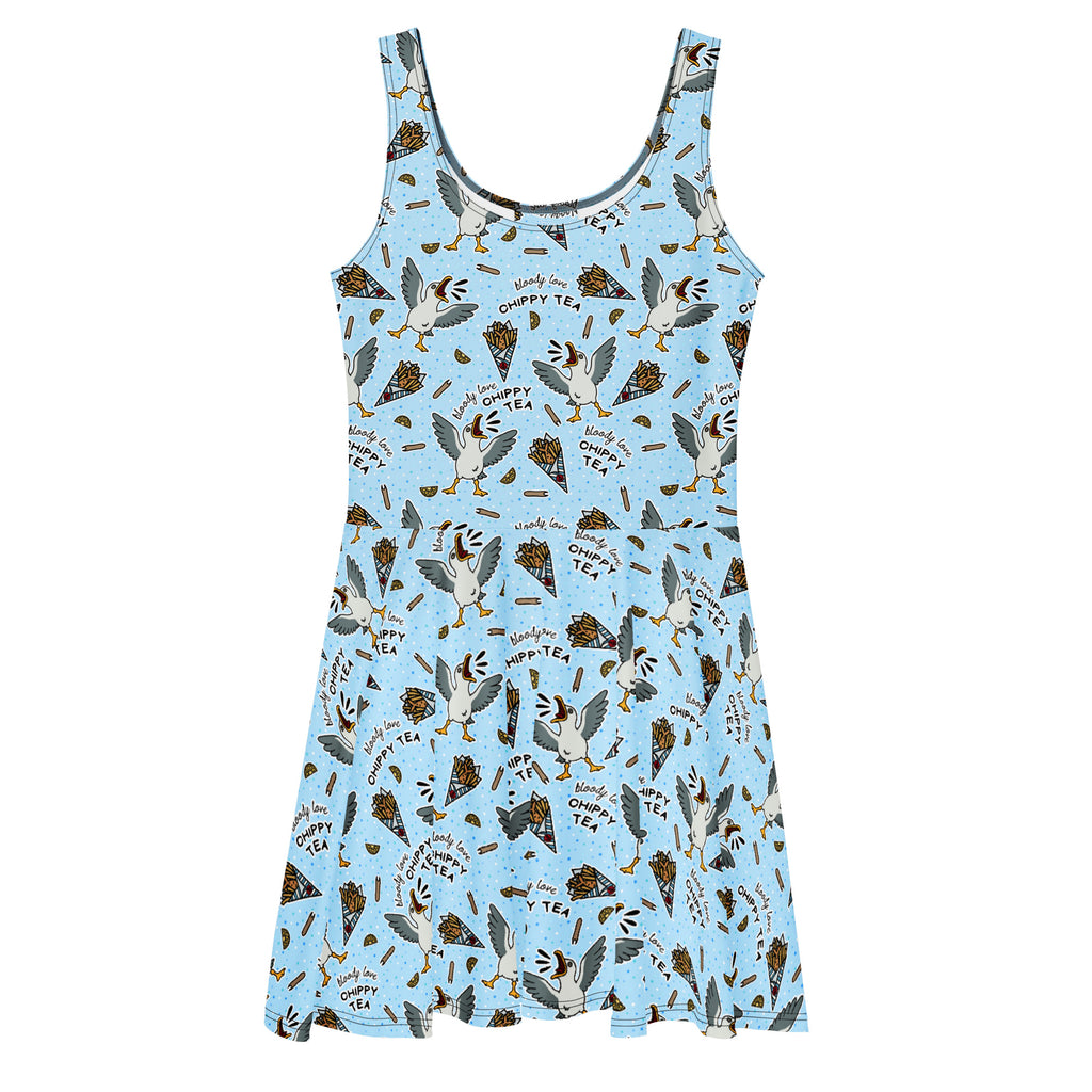 Sleeveless Stretch Skater Dress - 'Chippy Tea' 3XL CUT-SEW