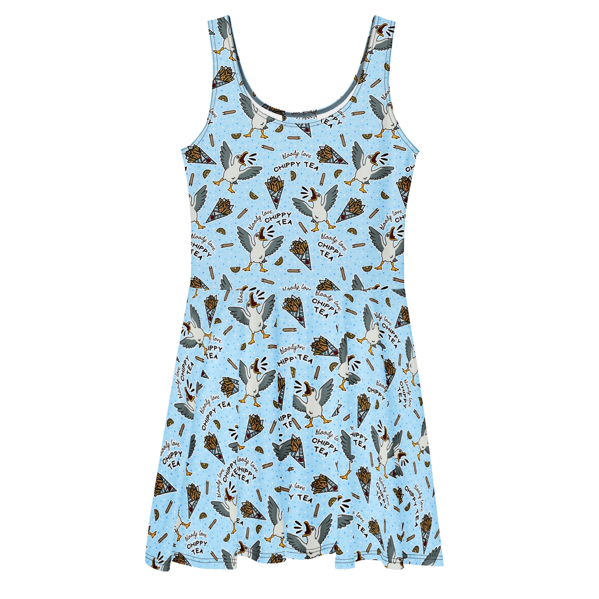Sleeveless Stretch Skater Dress - 'Chippy Tea' 3XL CUT-SEW