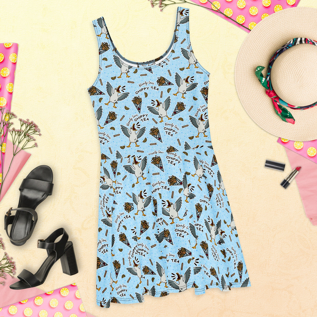 Sleeveless Stretch Skater Dress - 'Chippy Tea' CUT-SEW