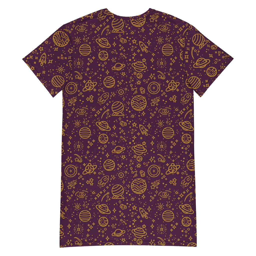 Unisex Multi-wear Tee Dress - 'Galactic Gold'