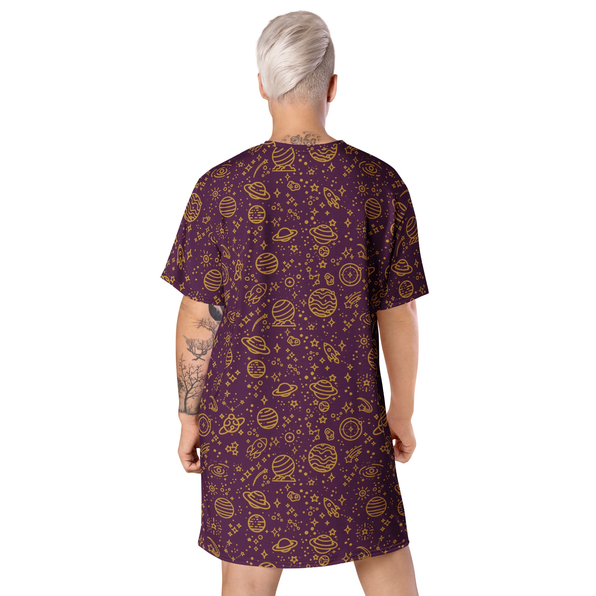 Unisex Multi-wear Tee Dress - 'Galactic Gold'