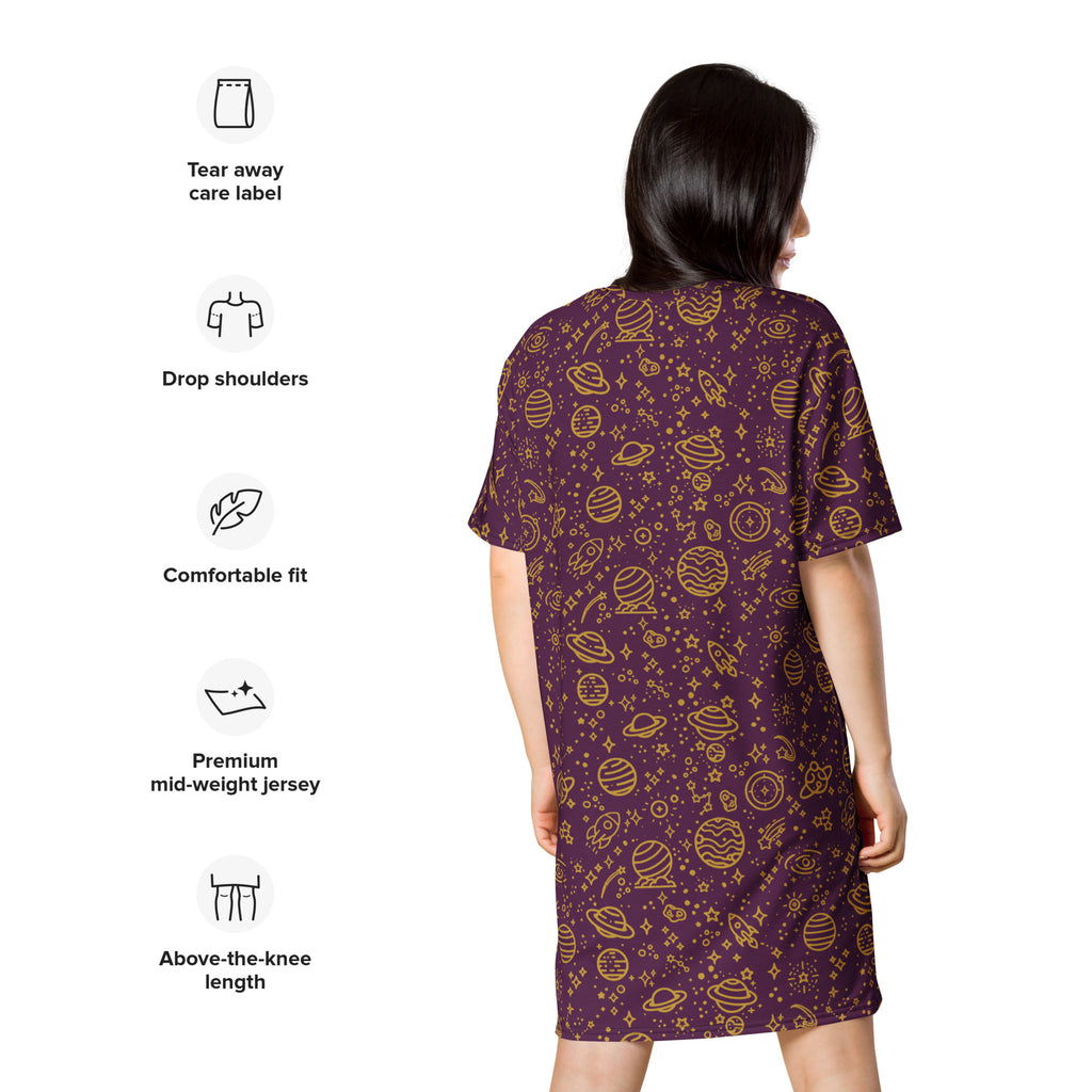 Unisex Multi-wear Tee Dress - 'Galactic Gold'