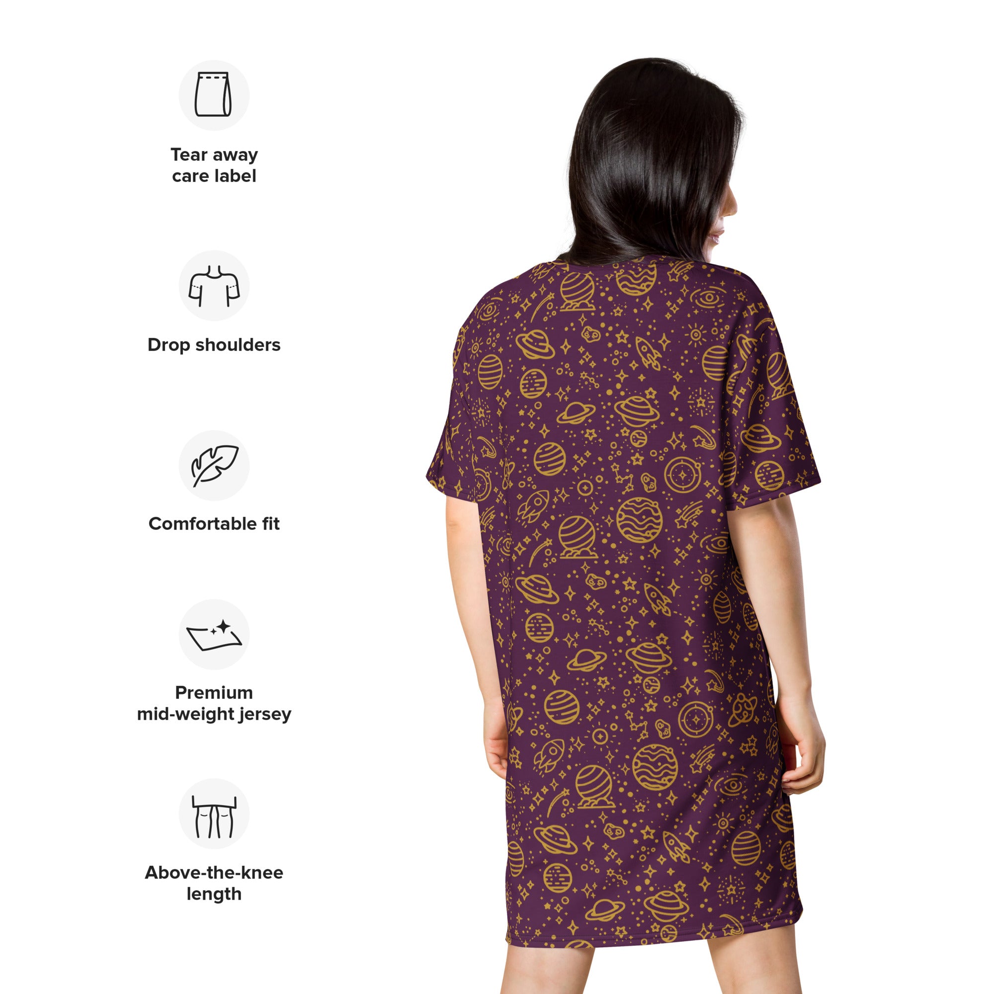 Unisex Multi-wear Tee Dress - 'Galactic Gold'