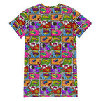 Unisex Multi-wear Tee Dress - 'Comic Chaos'