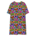 Unisex Multi-wear Tee Dress - 'Comic Chaos'