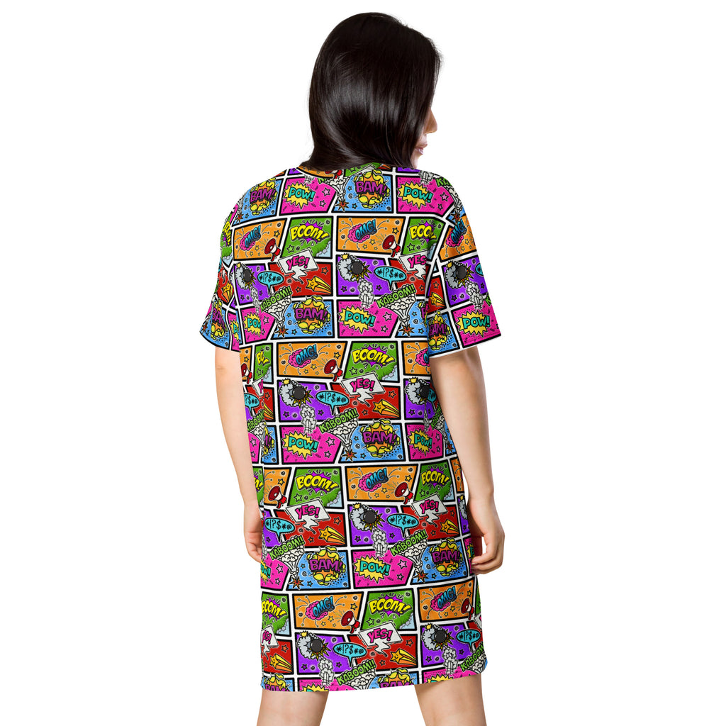 Unisex Multi-wear Tee Dress - 'Comic Chaos'