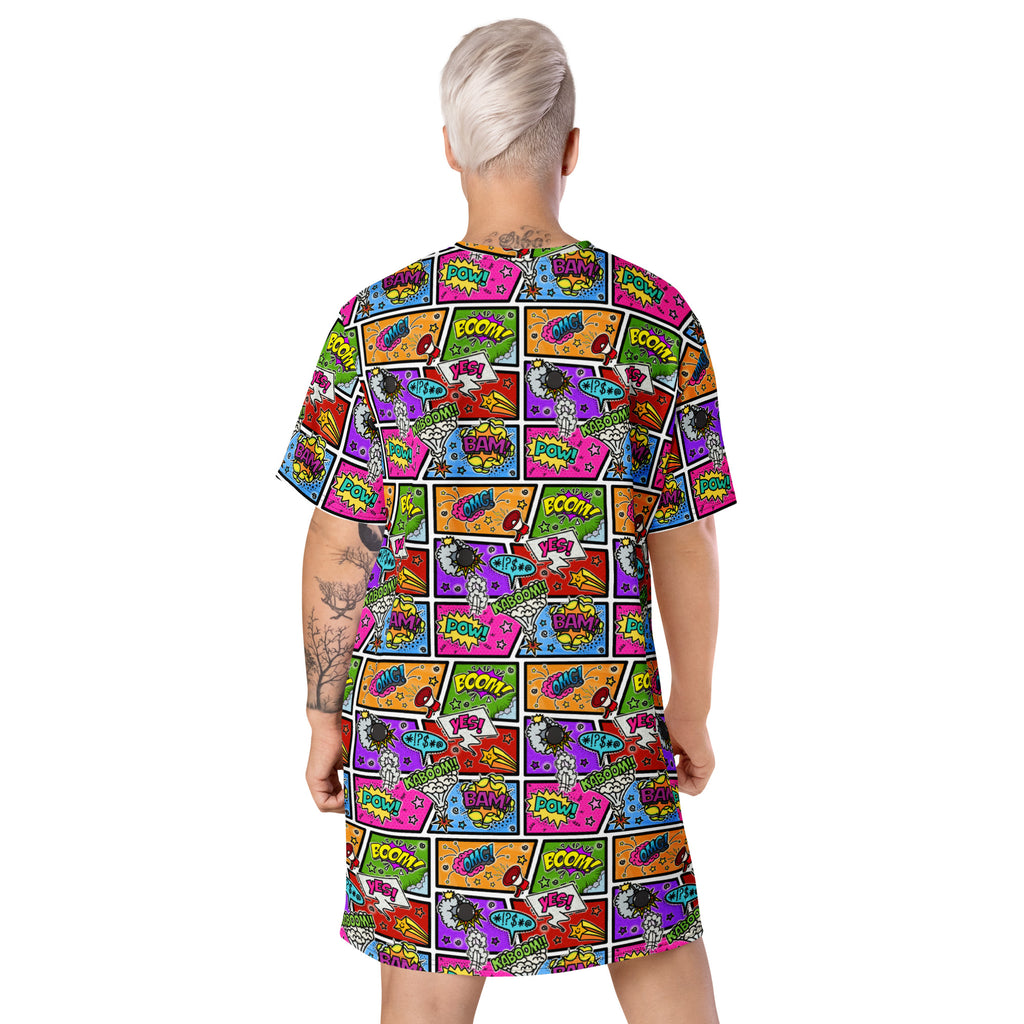 Unisex Multi-wear Tee Dress - 'Comic Chaos'